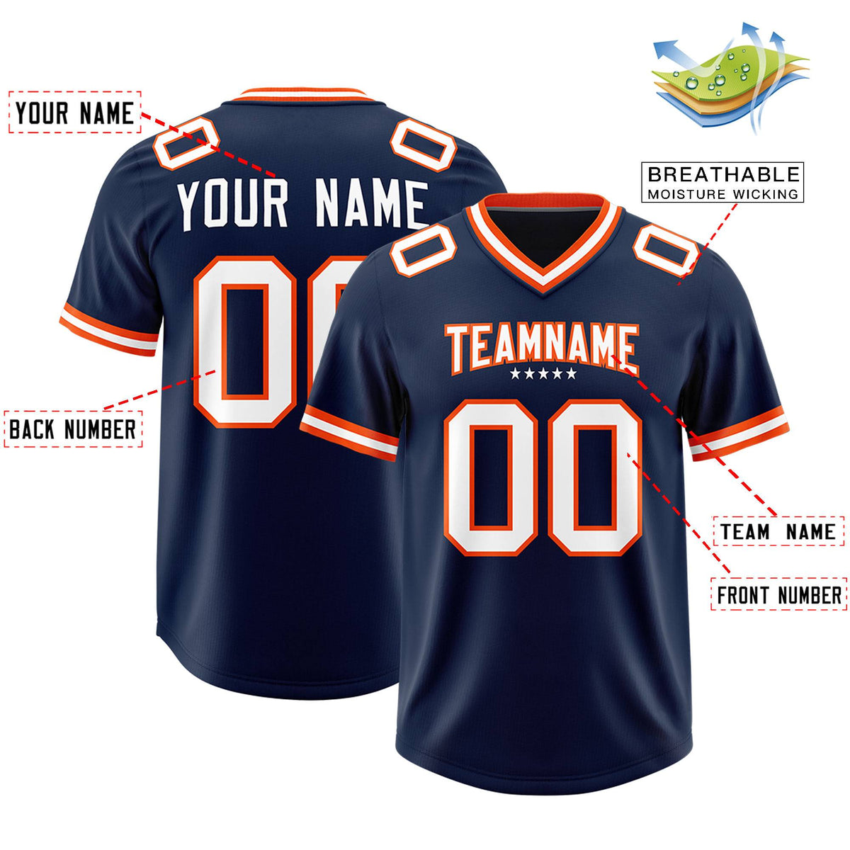 Custom Navy American Football Jersey