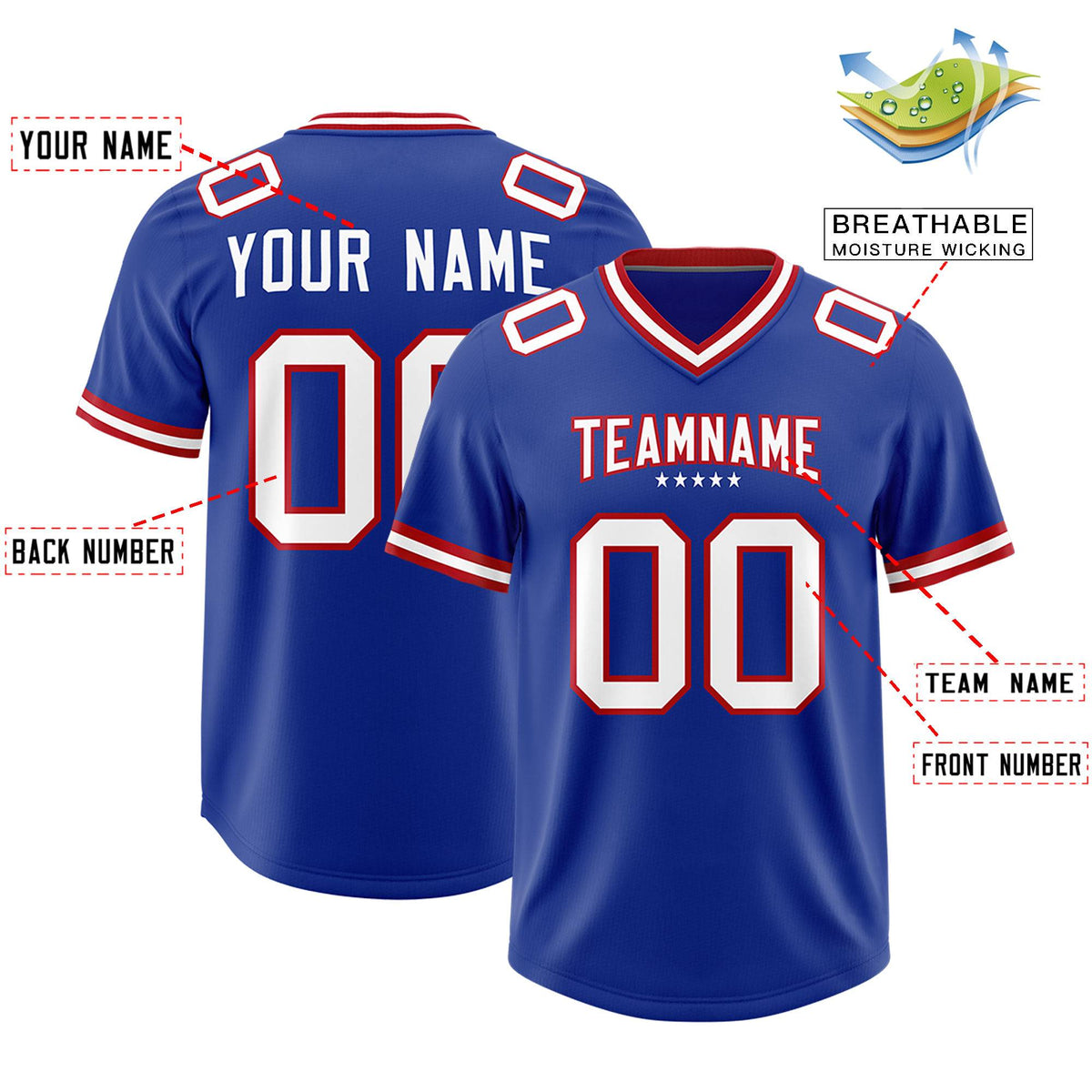 Custom Royal American Football Jersey