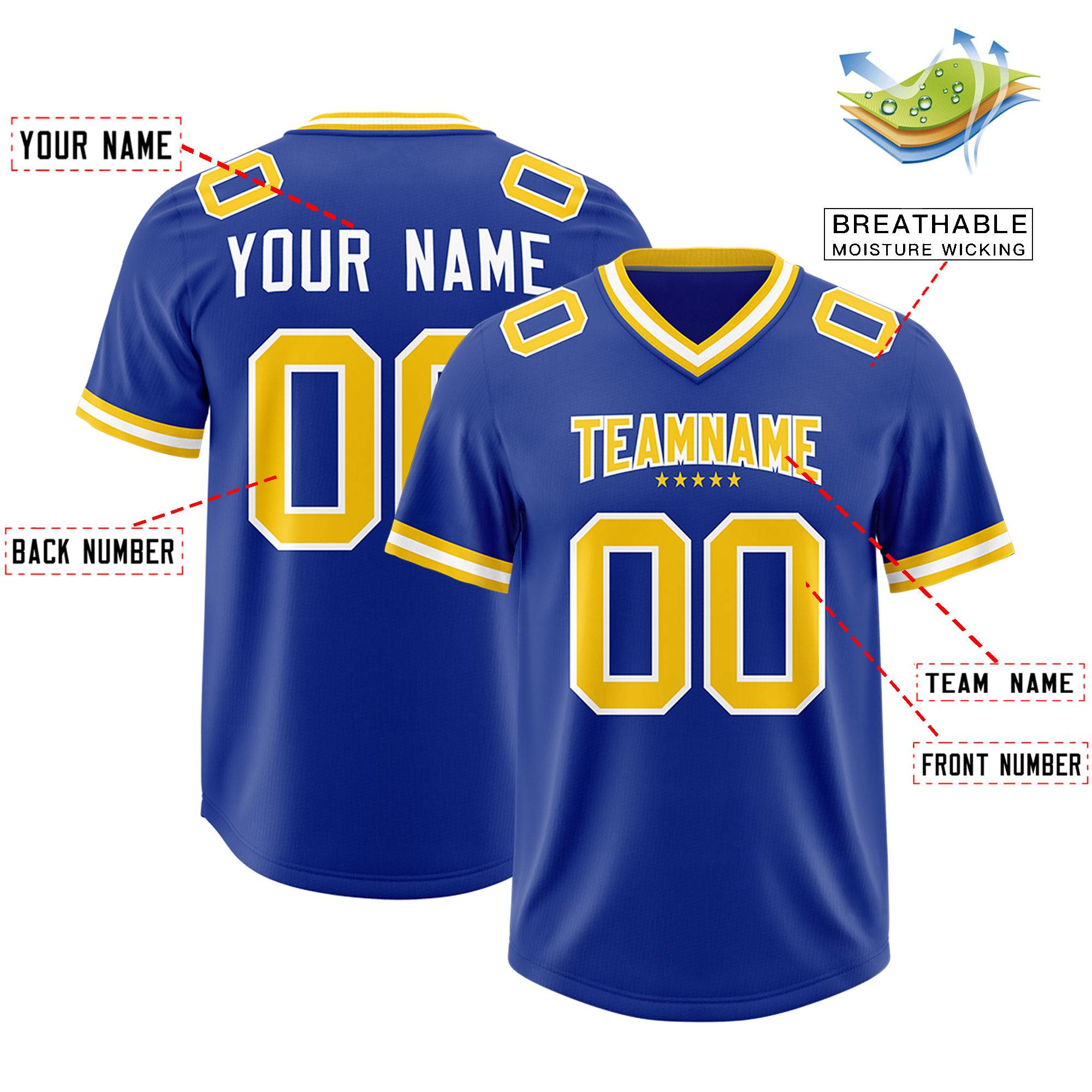Custom Royal American Football Jersey