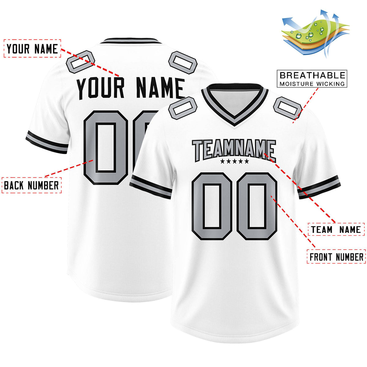 Custom White American Football Jersey