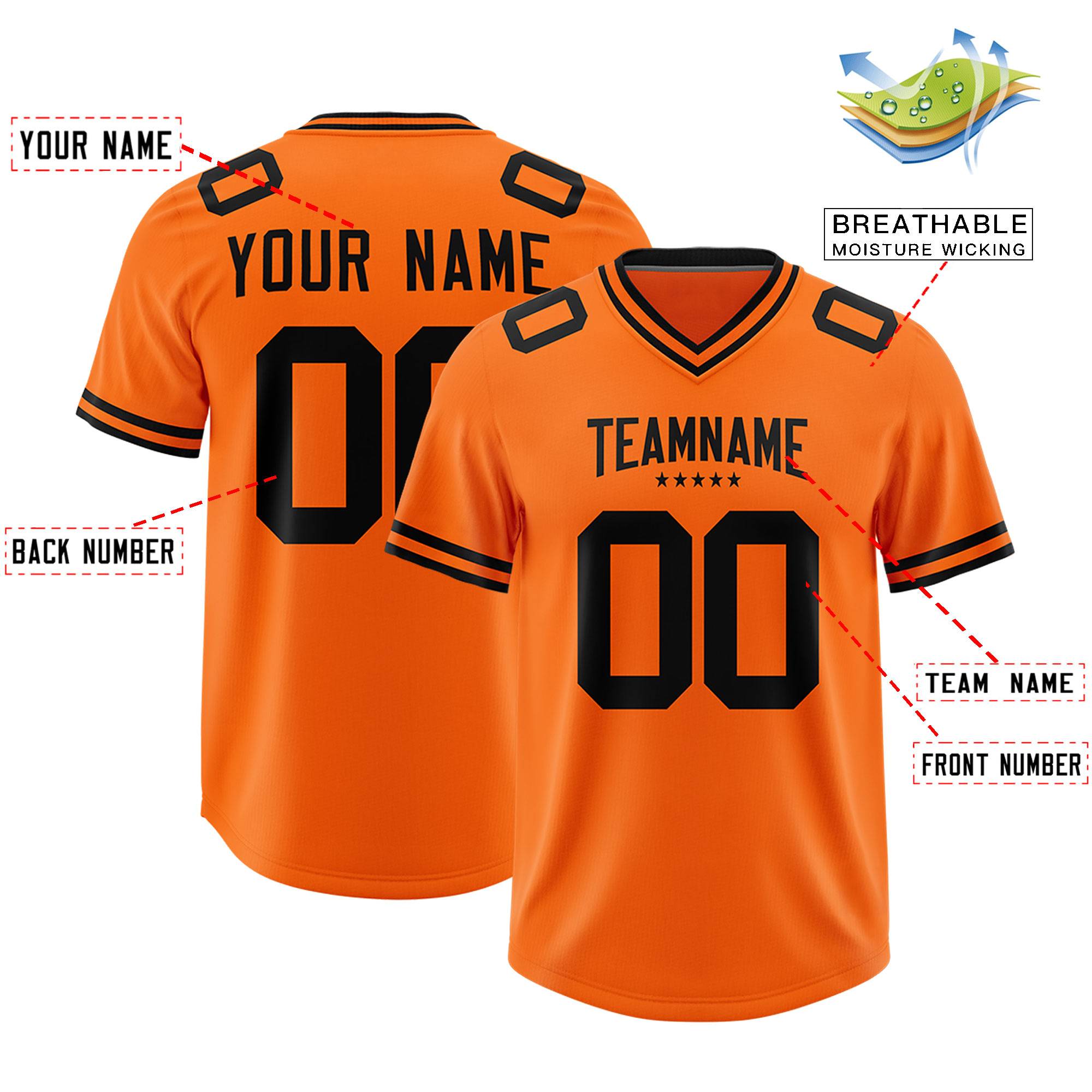 Custom Orange American Football Jersey
