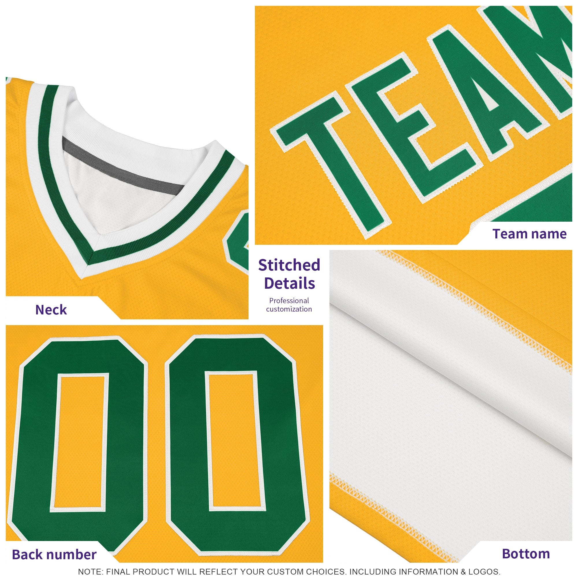 Custom Yellow Classic Style American American Football Jerseys