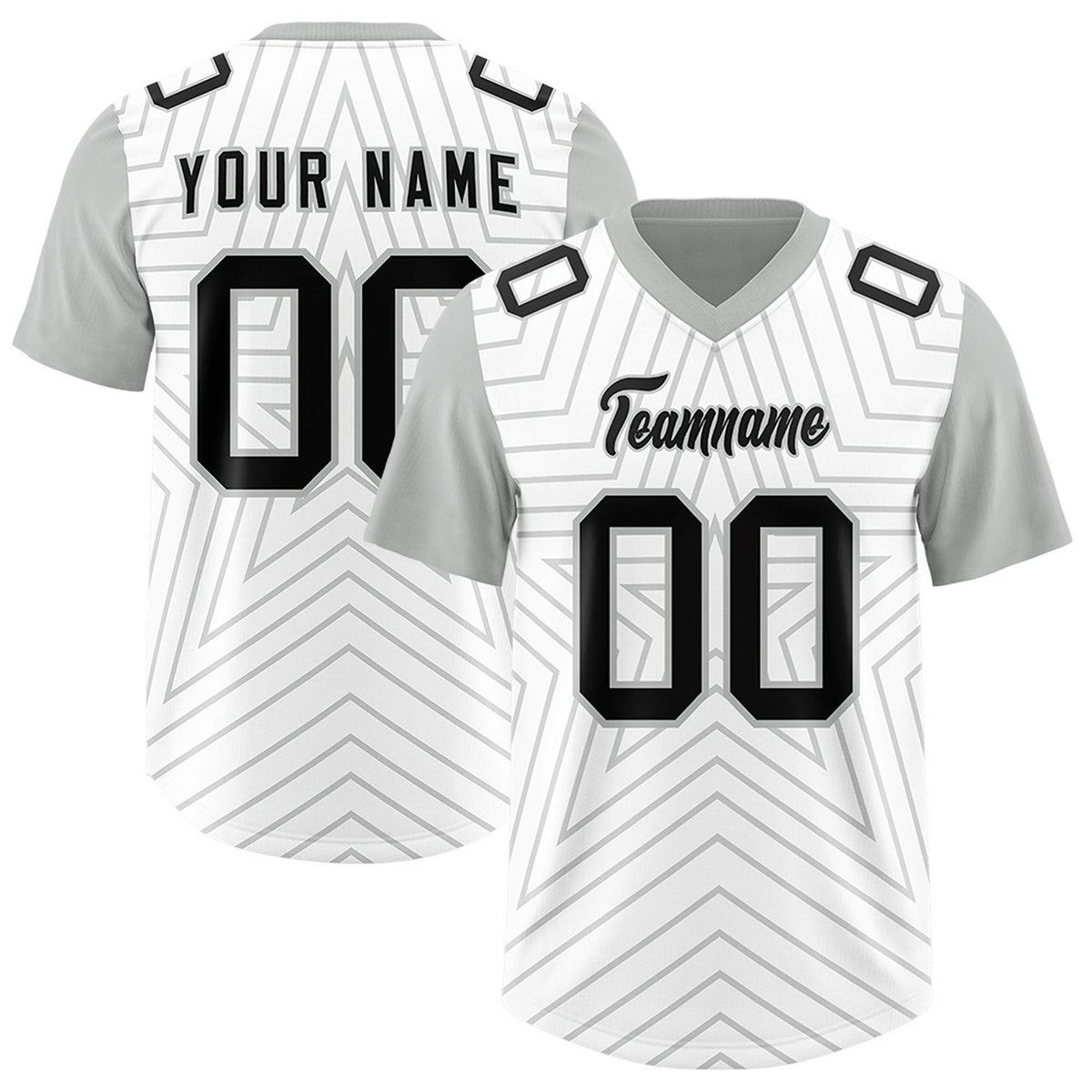 Custom White Gray Personalized Star Pattern Raglan Sleeves Authentic American Football Jersey
