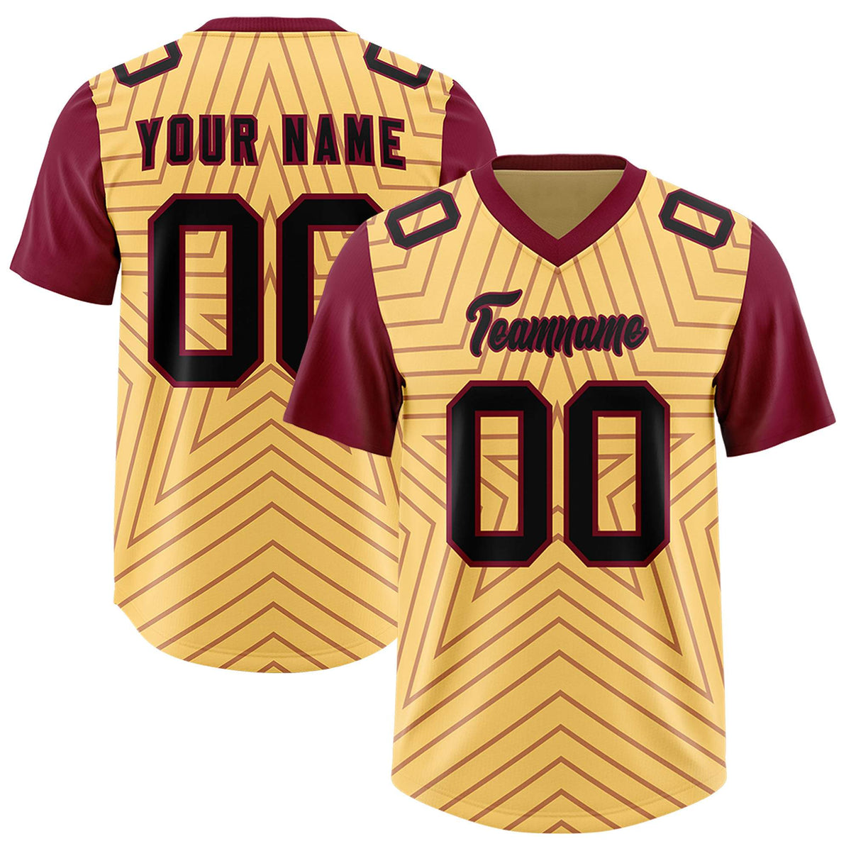 Custom Khaki Cardinal Personalized Star Pattern Raglan Sleeves Authentic American Football Jersey