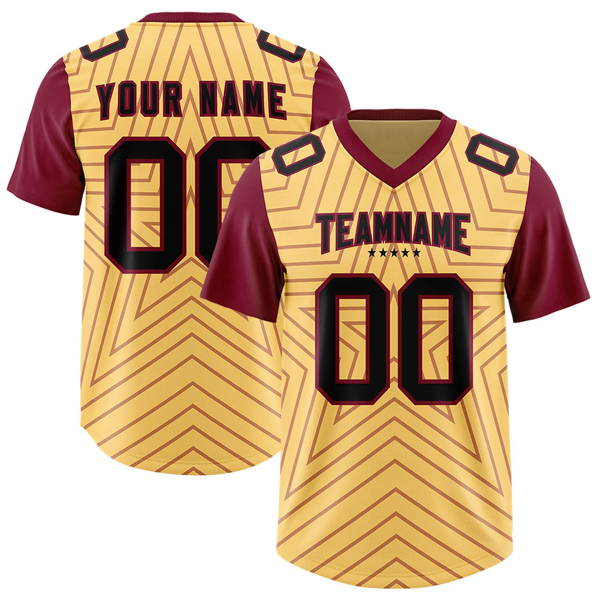 Custom Khaki Cardinal Personalized Star Pattern Raglan Sleeves Authentic American Football Jersey