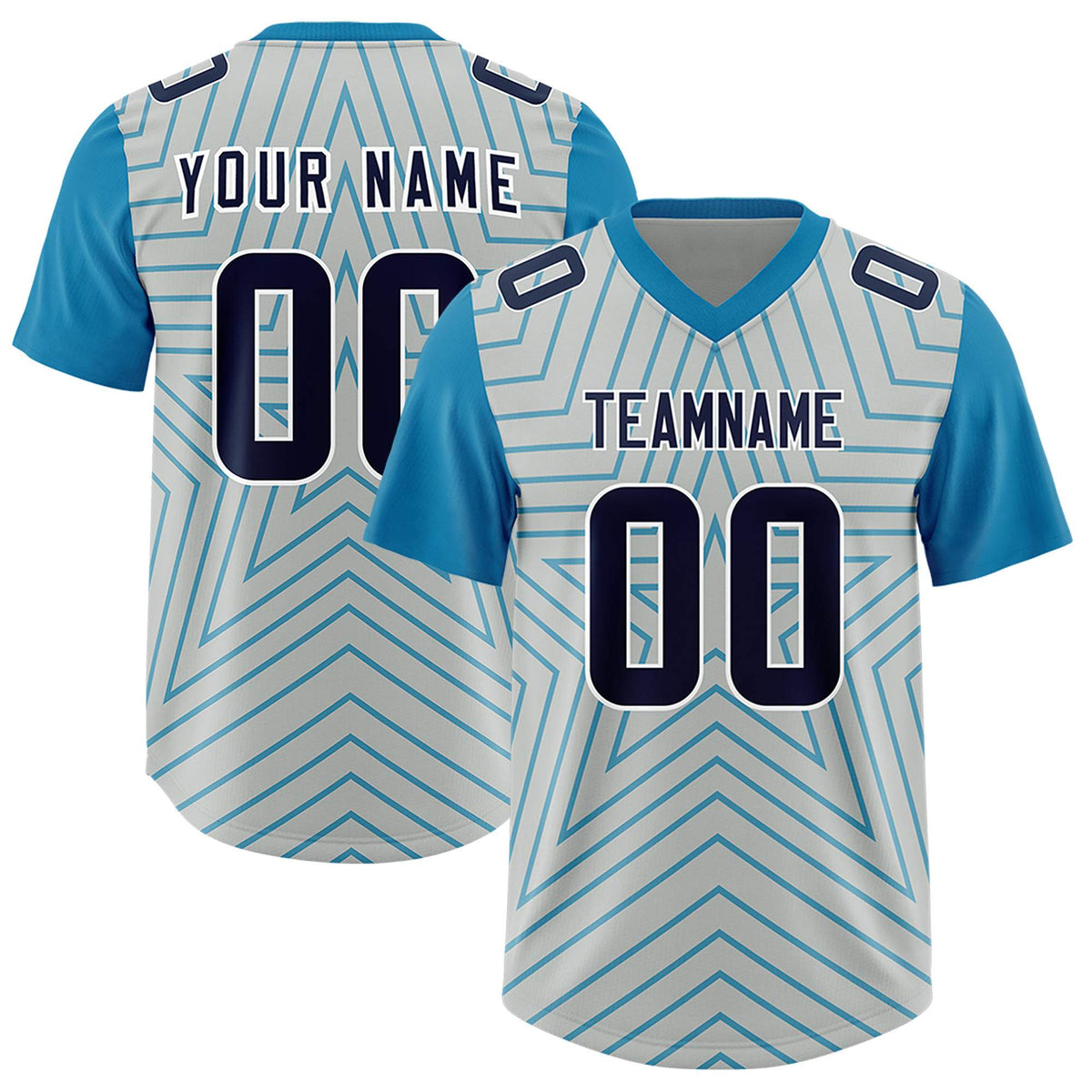 Custom Gray Panther Blue Personalized Star Pattern Raglan Sleeves Authentic American Football Jersey