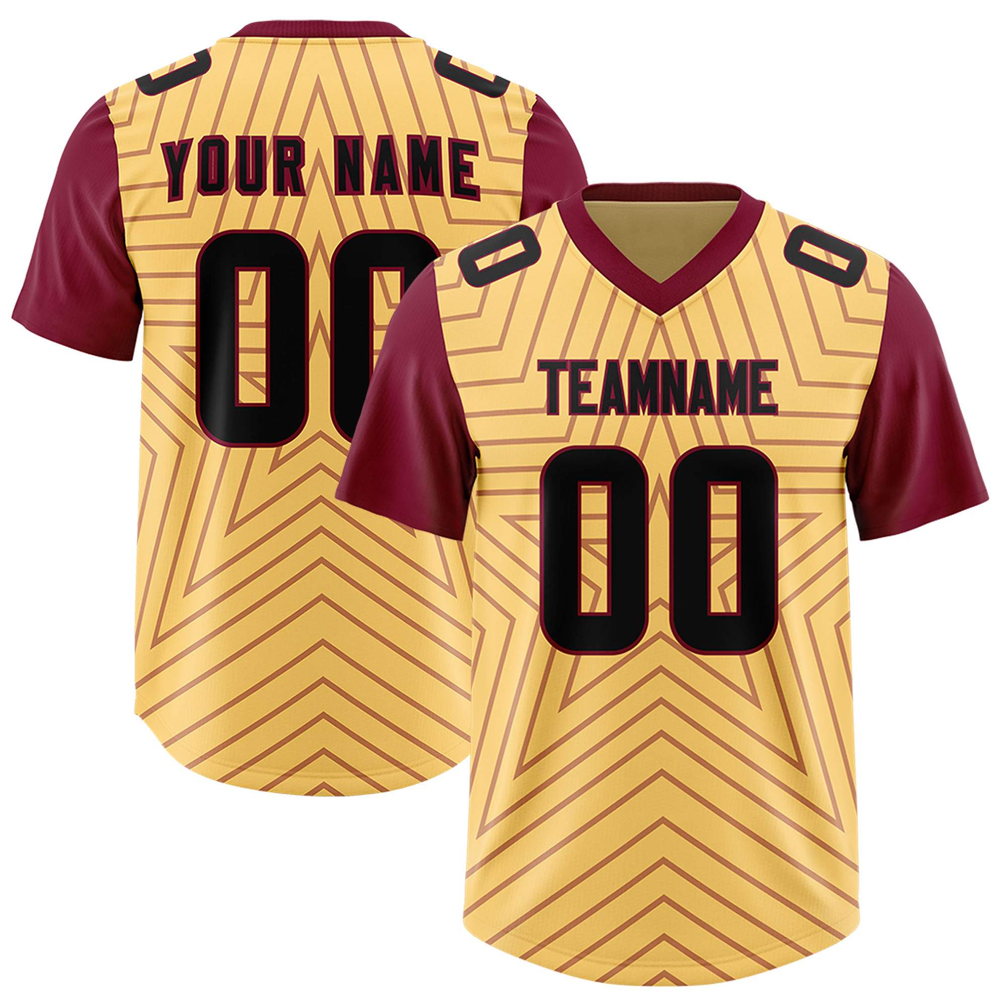 Custom Khaki Cardinal Personalized Star Pattern Raglan Sleeves Authentic American Football Jersey