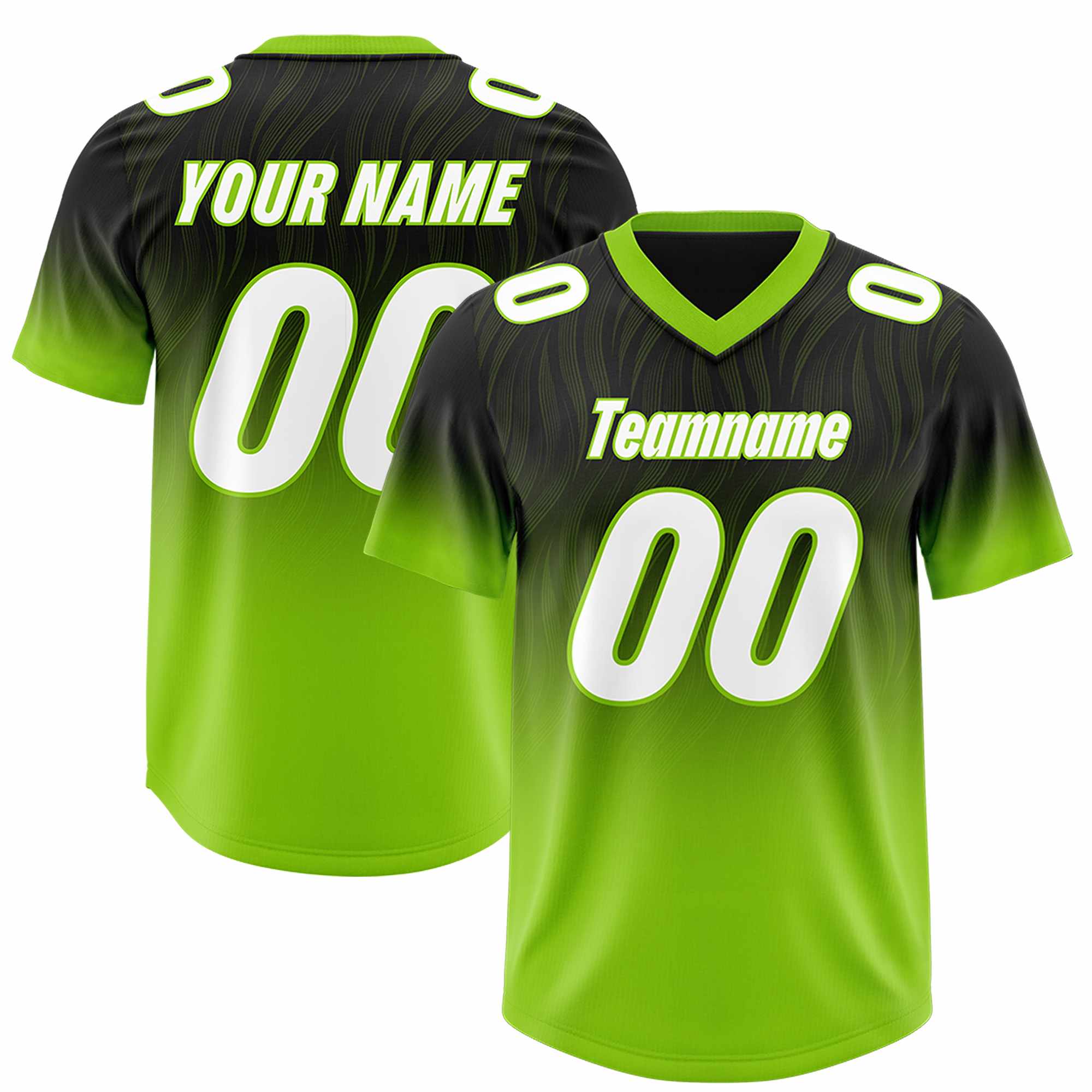Custom Black Neon Green Gradient Fashion Outdoor Authentic American Football Jersey