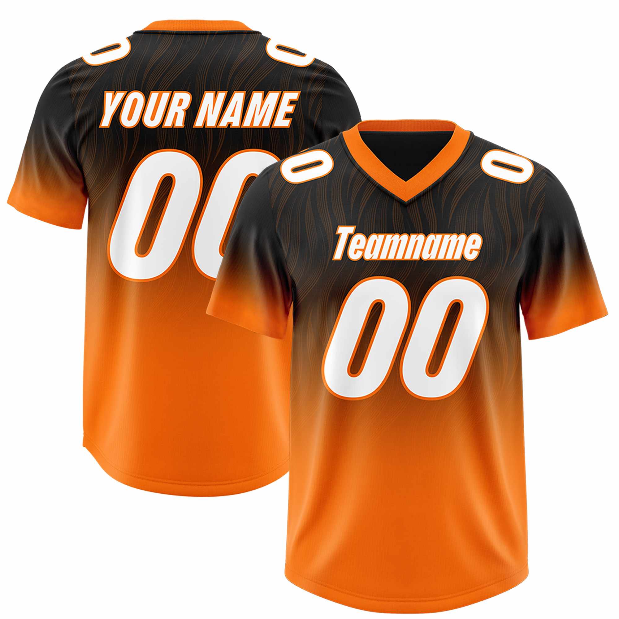 Custom Black Orange Gradient Fashion Outdoor Authentic American Football Jersey