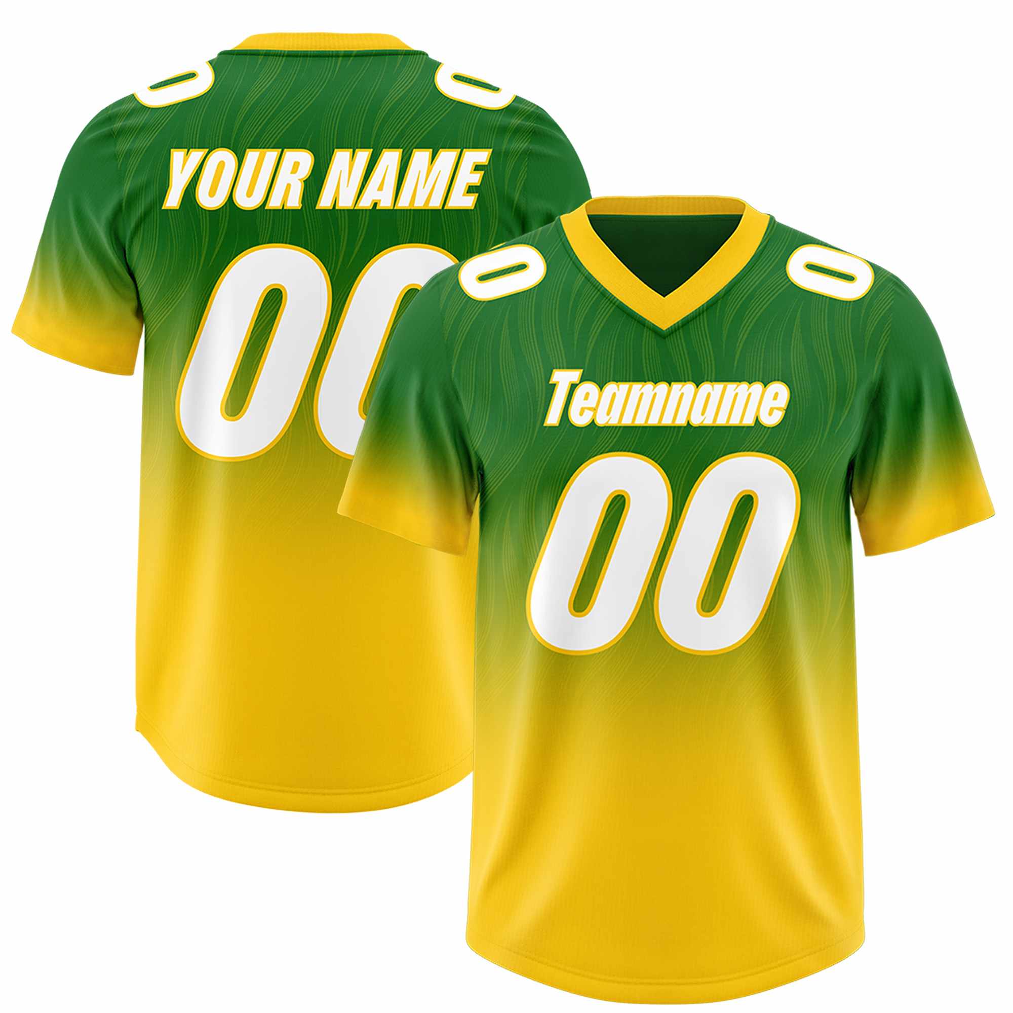 Custom Kelly Green Gold Gradient Fashion Outdoor Authentic American Football Jersey