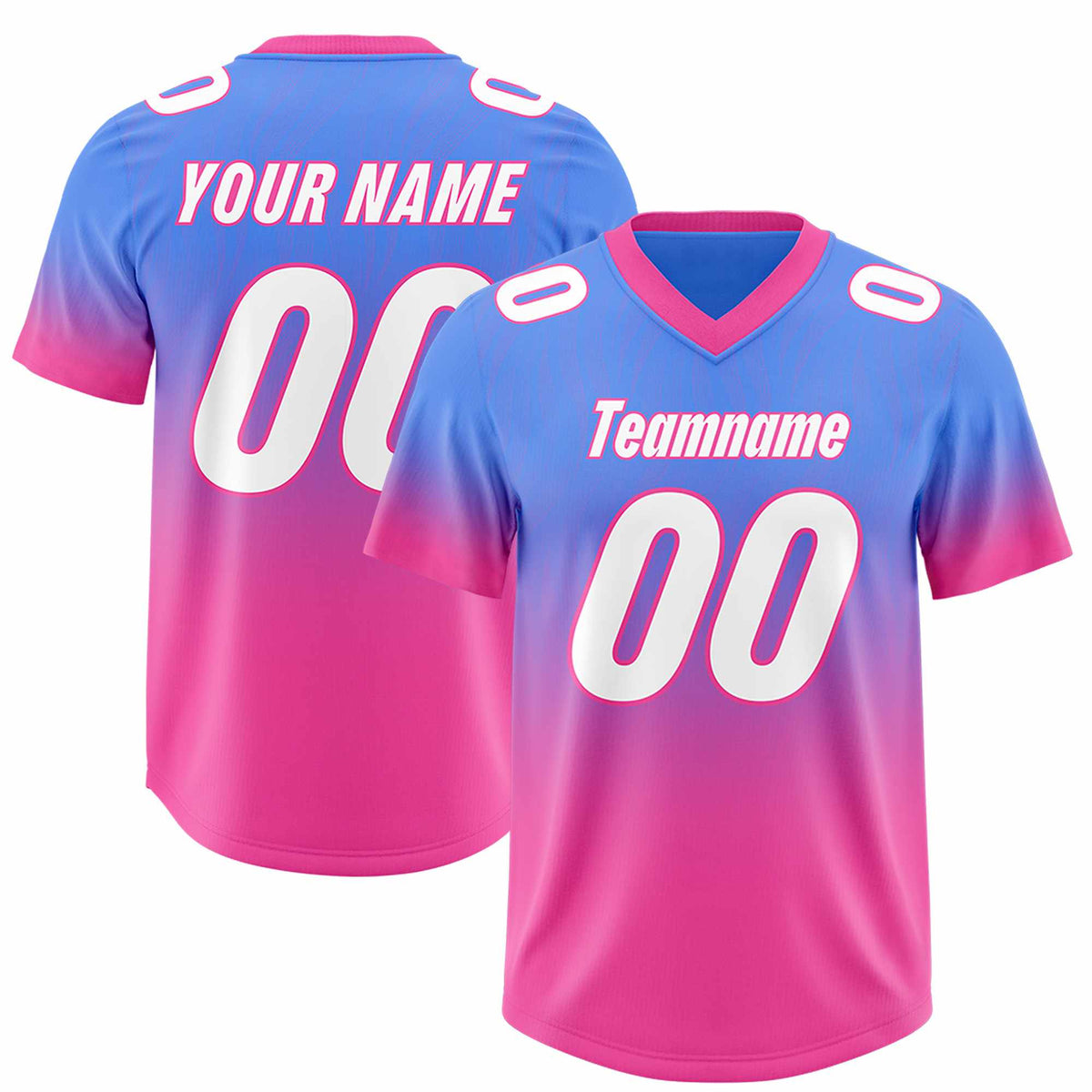 Custom Powder Blue Pink Gradient Fashion Outdoor Authentic American Football Jersey