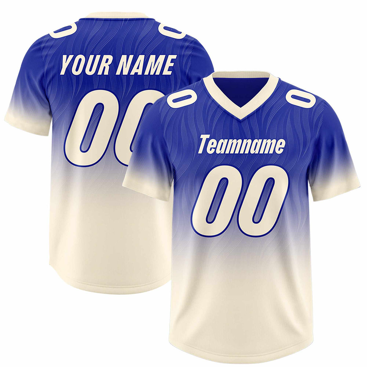 Custom Royal Cream Gradient Fashion Outdoor Authentic American Football Jersey