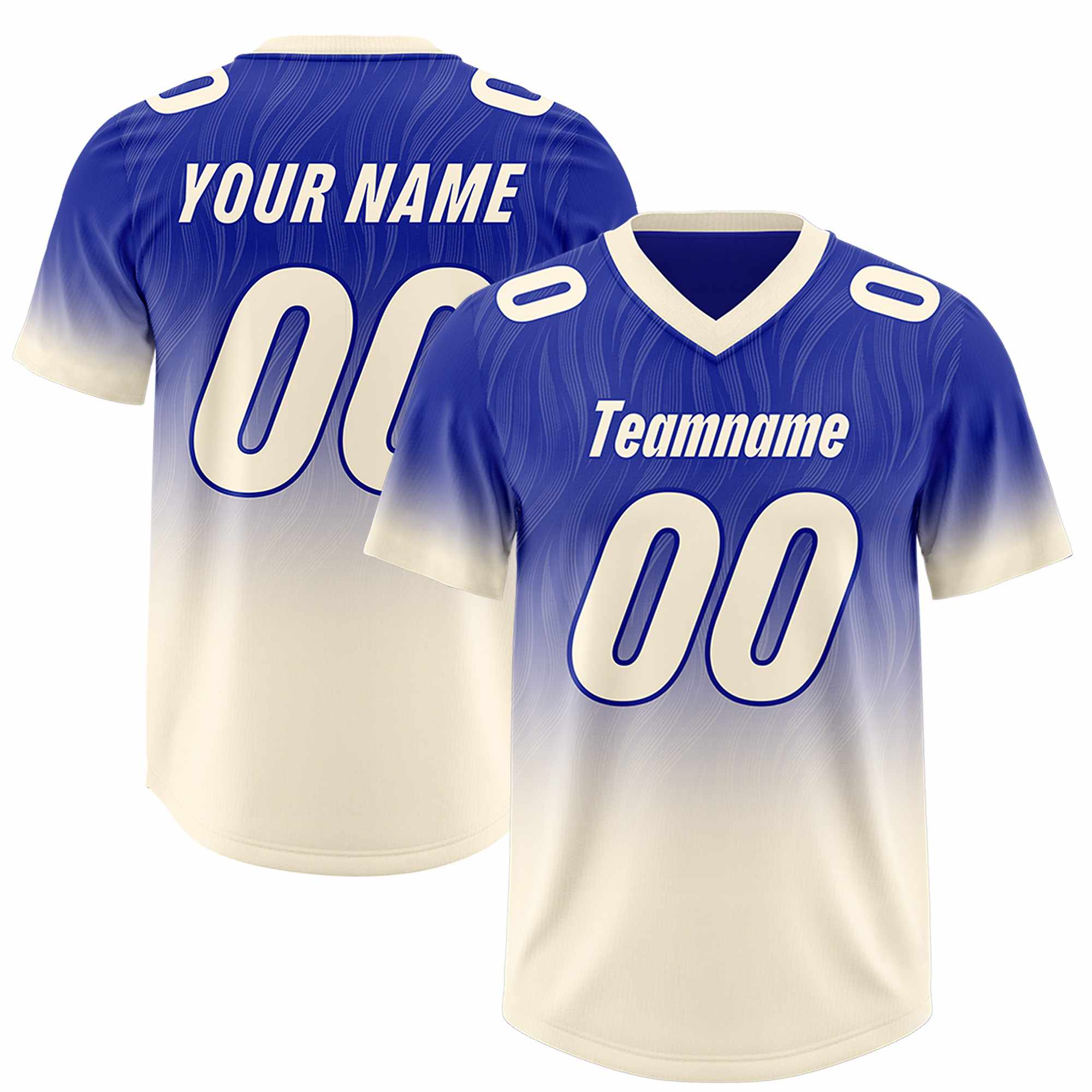 Custom Royal Cream Gradient Fashion Outdoor Authentic American Football Jersey