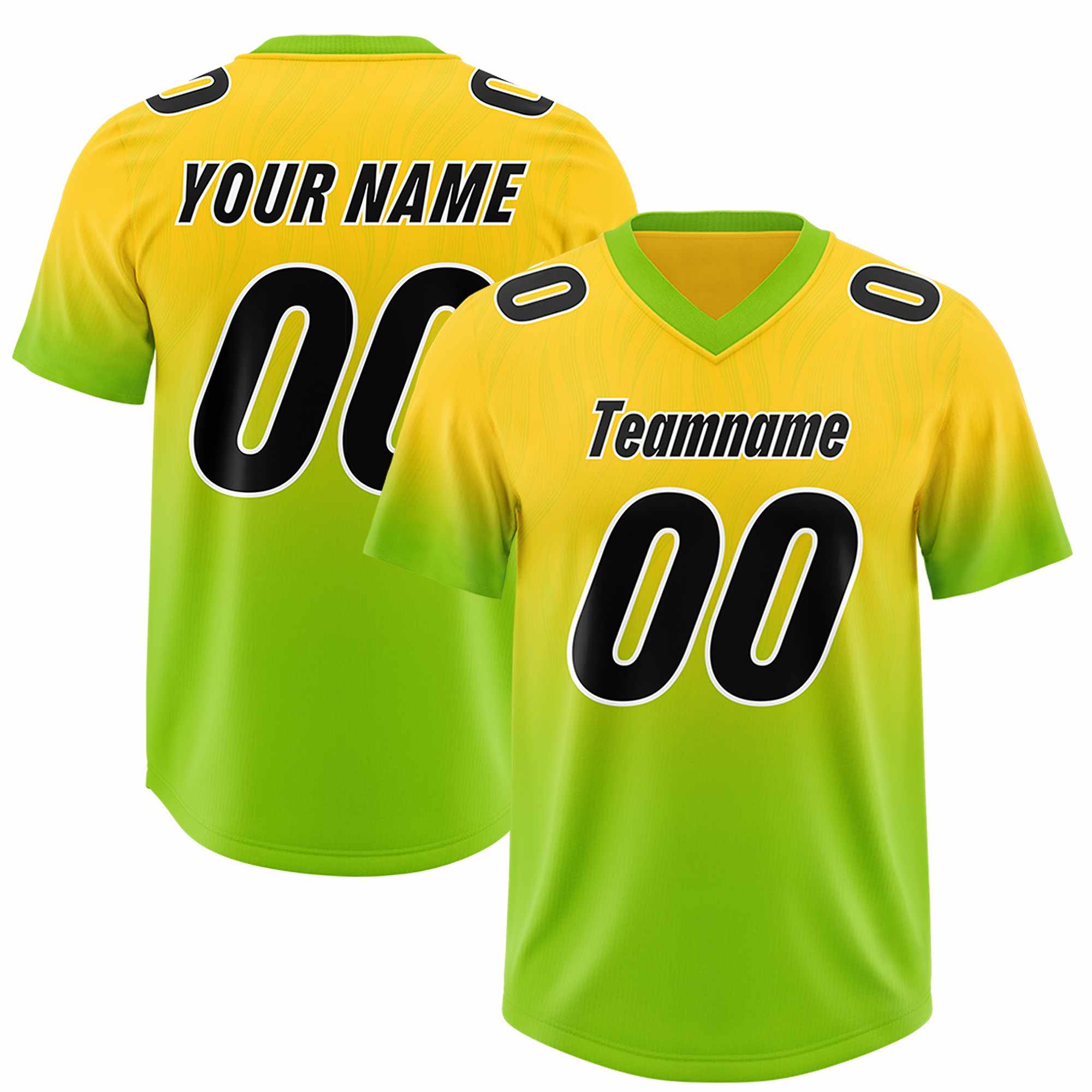 Custom Gold Neon Green Gradient Fashion Outdoor Authentic American Football Jersey