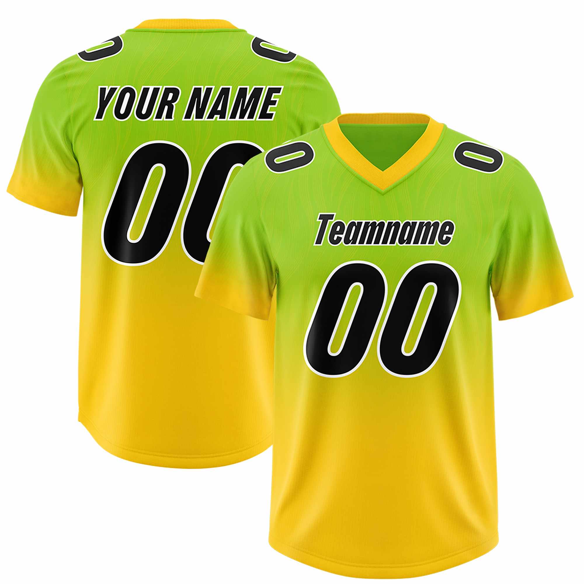 Custom Neon Green Gold Gradient Fashion Outdoor Authentic American Football Jersey