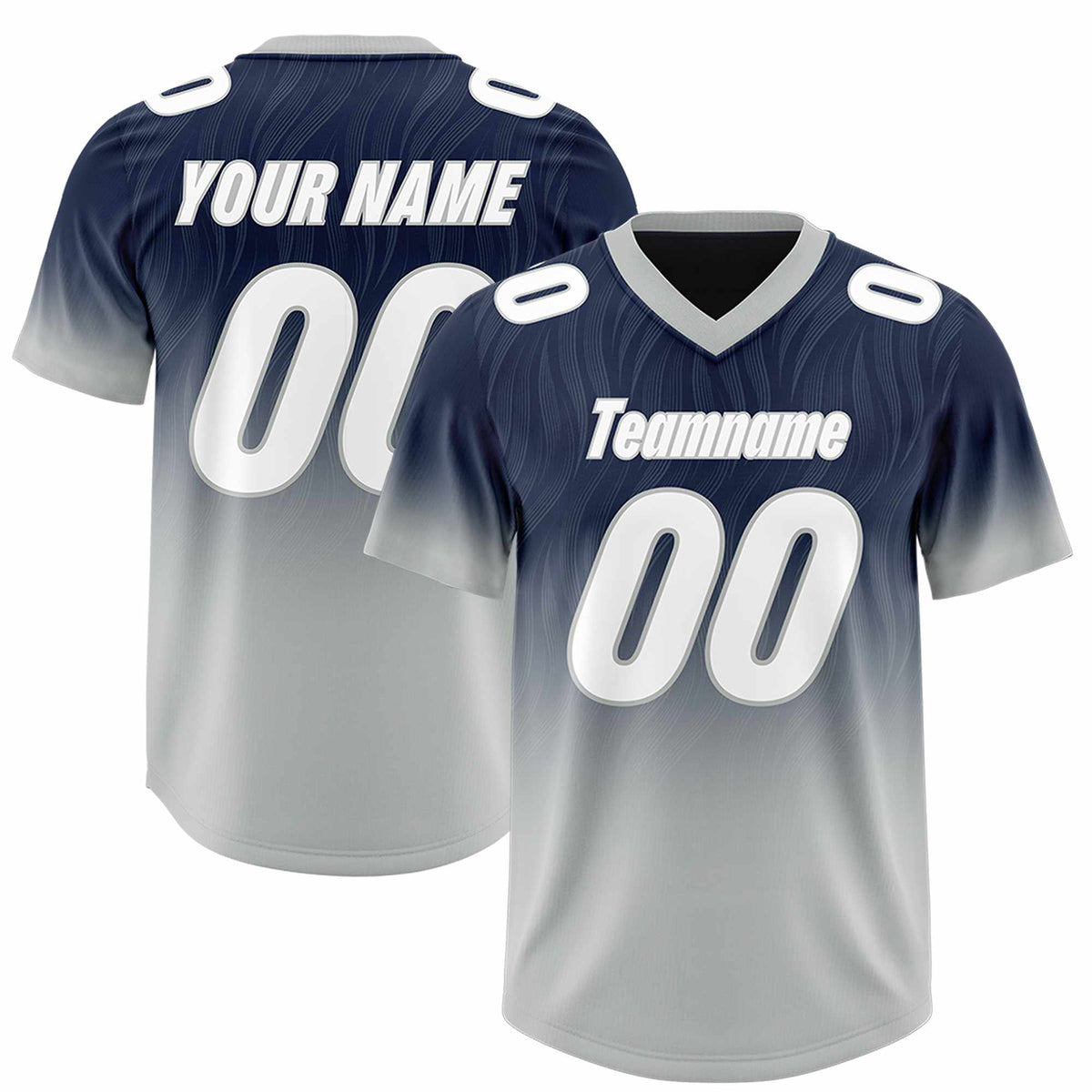 Custom Navy Gray Gradient Fashion Outdoor Authentic American Football Jersey
