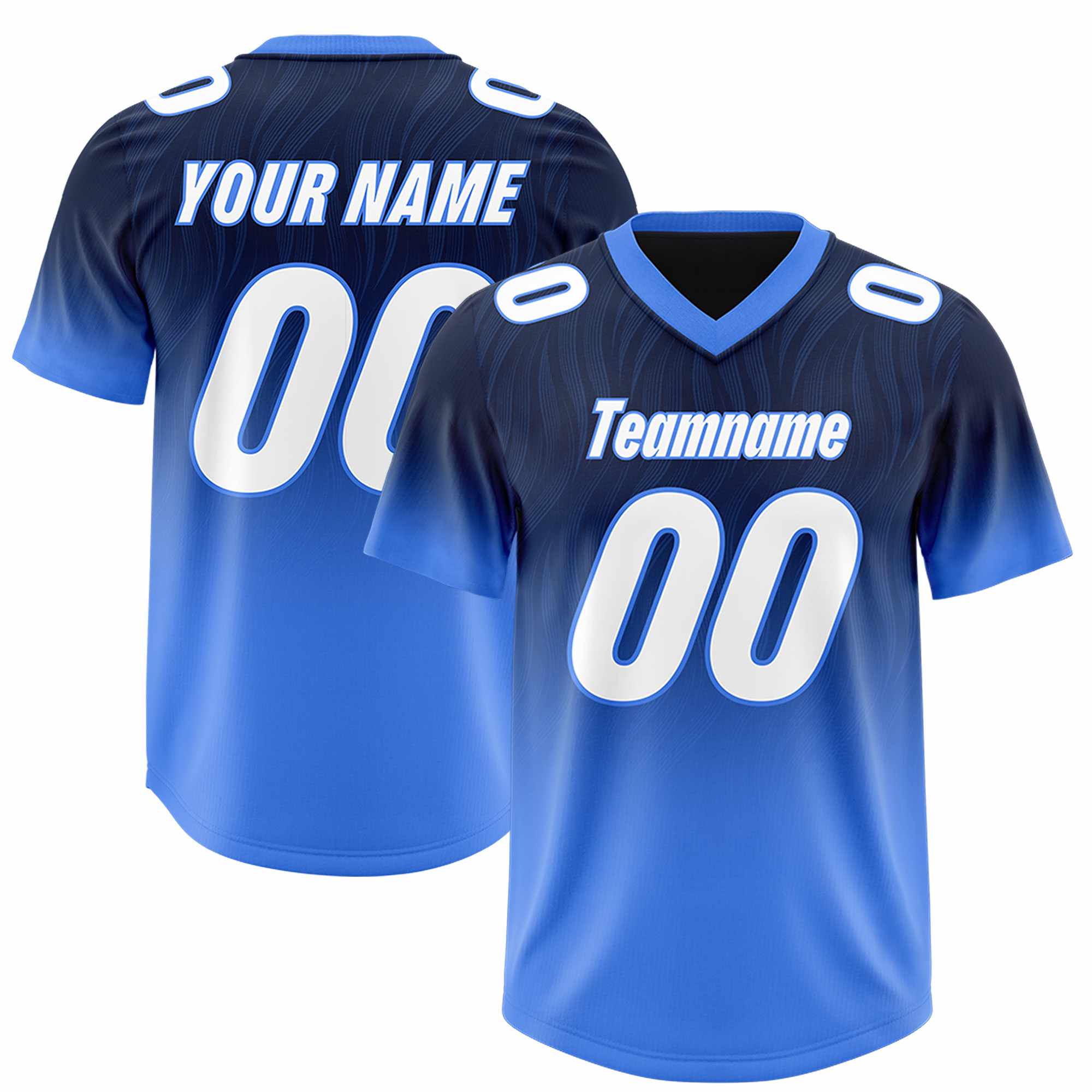 Custom Navy Powder Blue Gradient Fashion Outdoor Authentic American Football Jersey