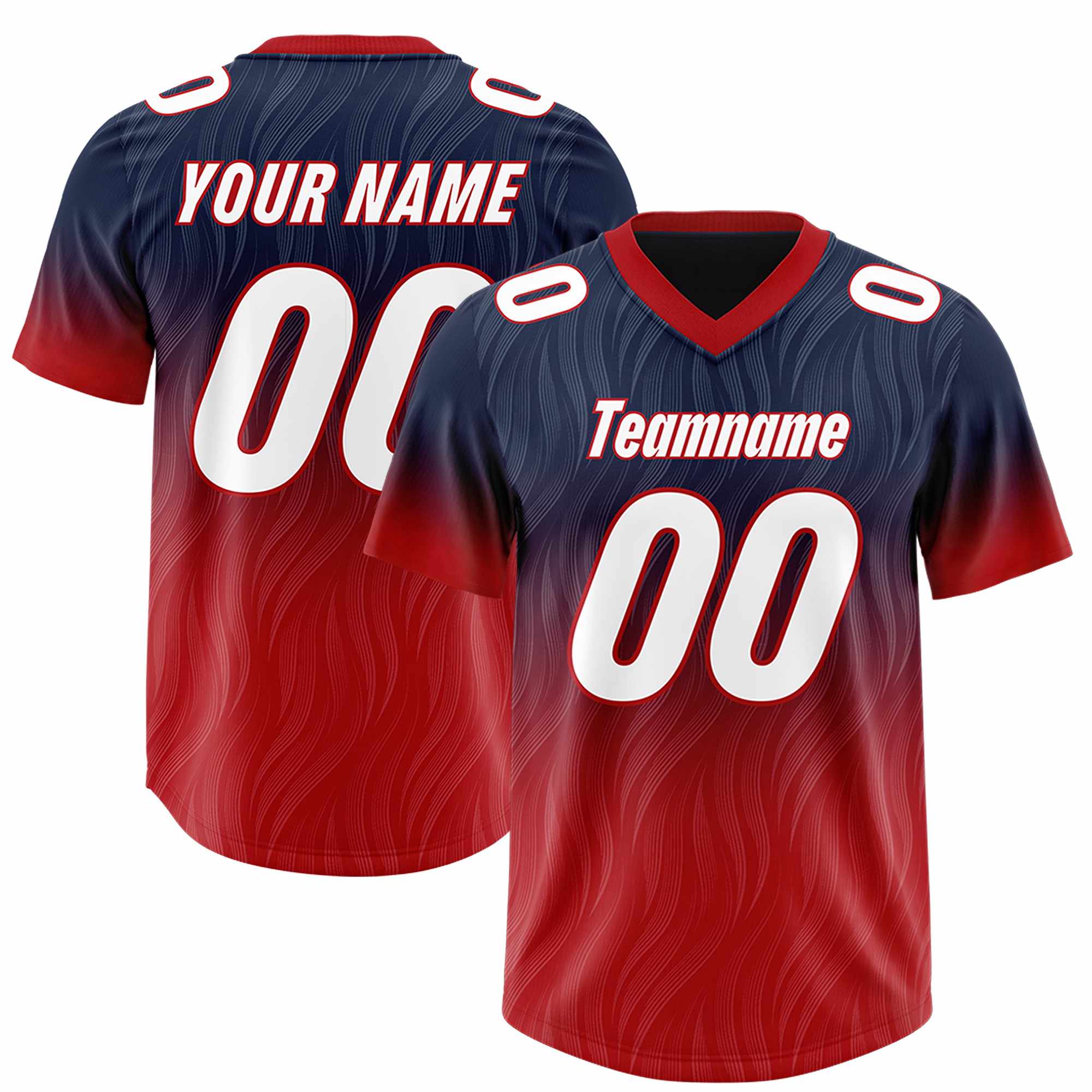 Custom Navy Red Gradient Fashion Outdoor Authentic American Football Jersey