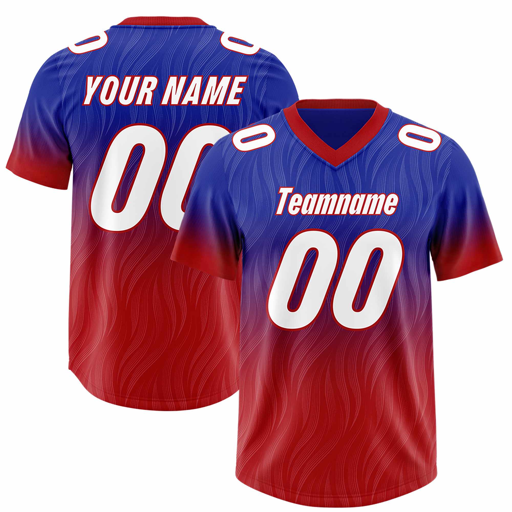 Custom Royal Red Gradient Fashion Outdoor Authentic American Football Jersey