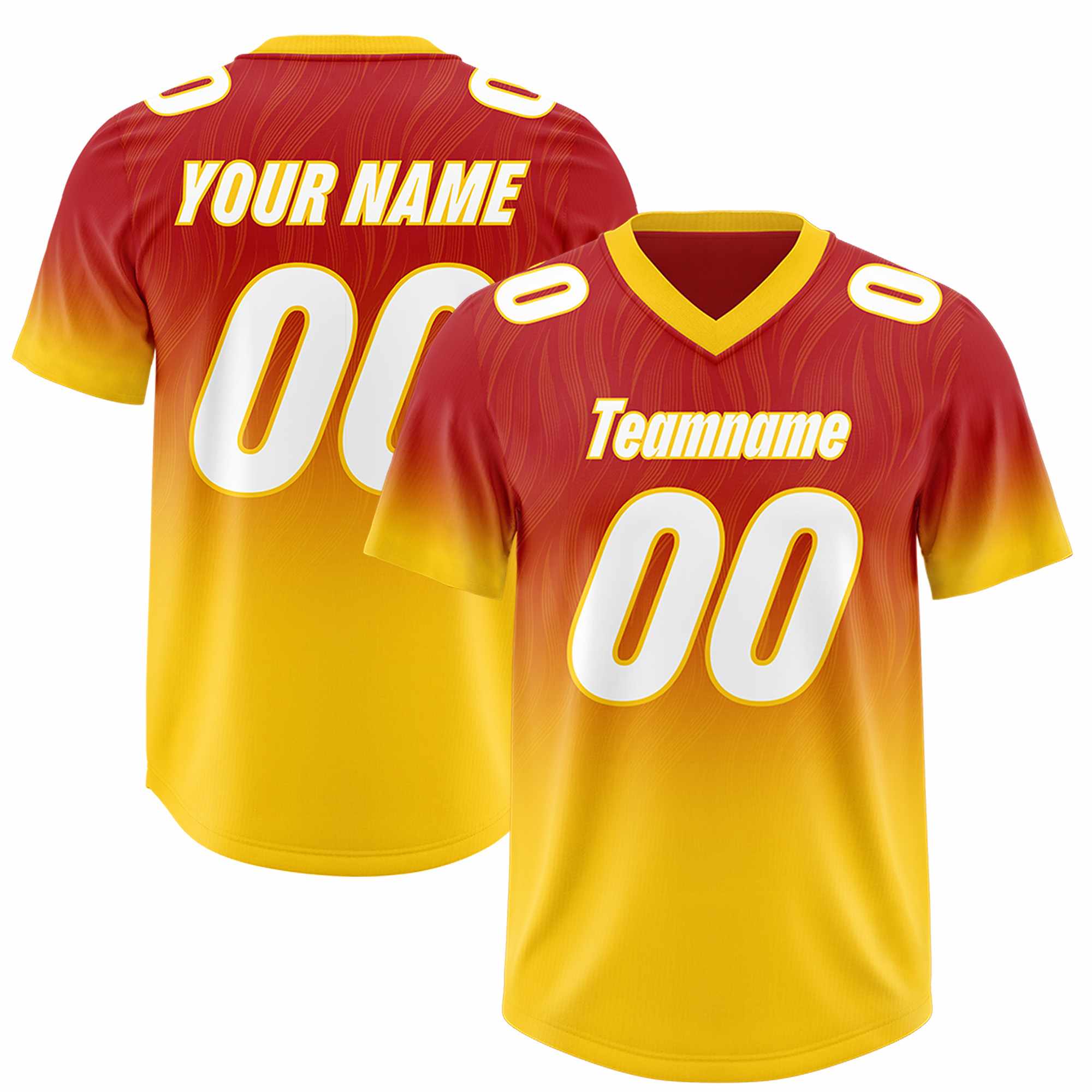 Custom Red Gold Gradient Fashion Outdoor Authentic American Football Jersey