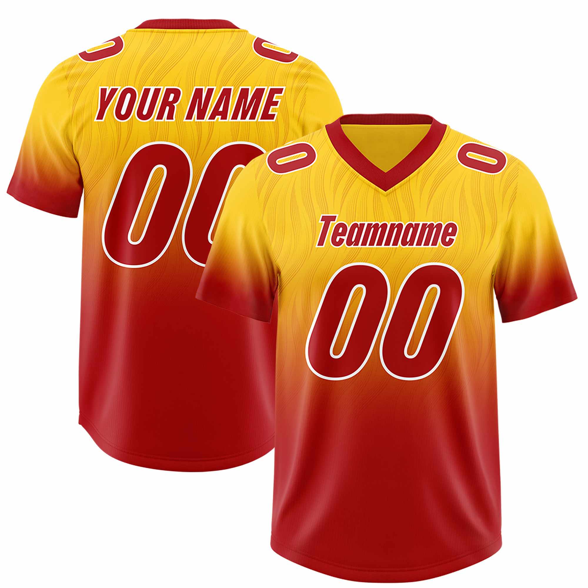 Custom Gold Red Gradient Fashion Outdoor Authentic American Football Jersey