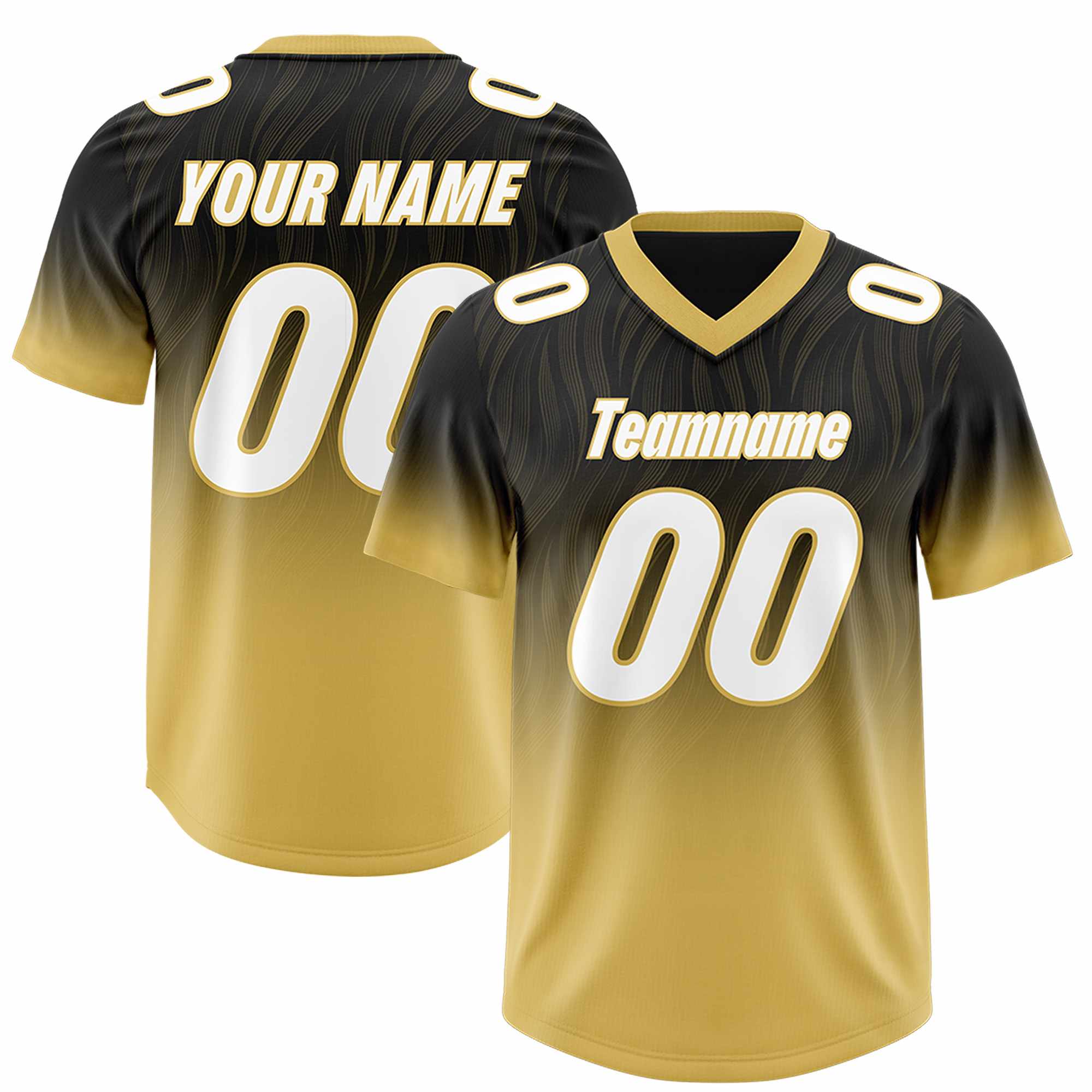 Custom Black Old Gold Gradient Fashion Outdoor Authentic American Football Jersey