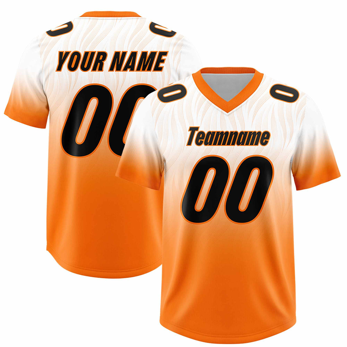 Custom White Orange Gradient Fashion Outdoor Authentic American Football Jersey