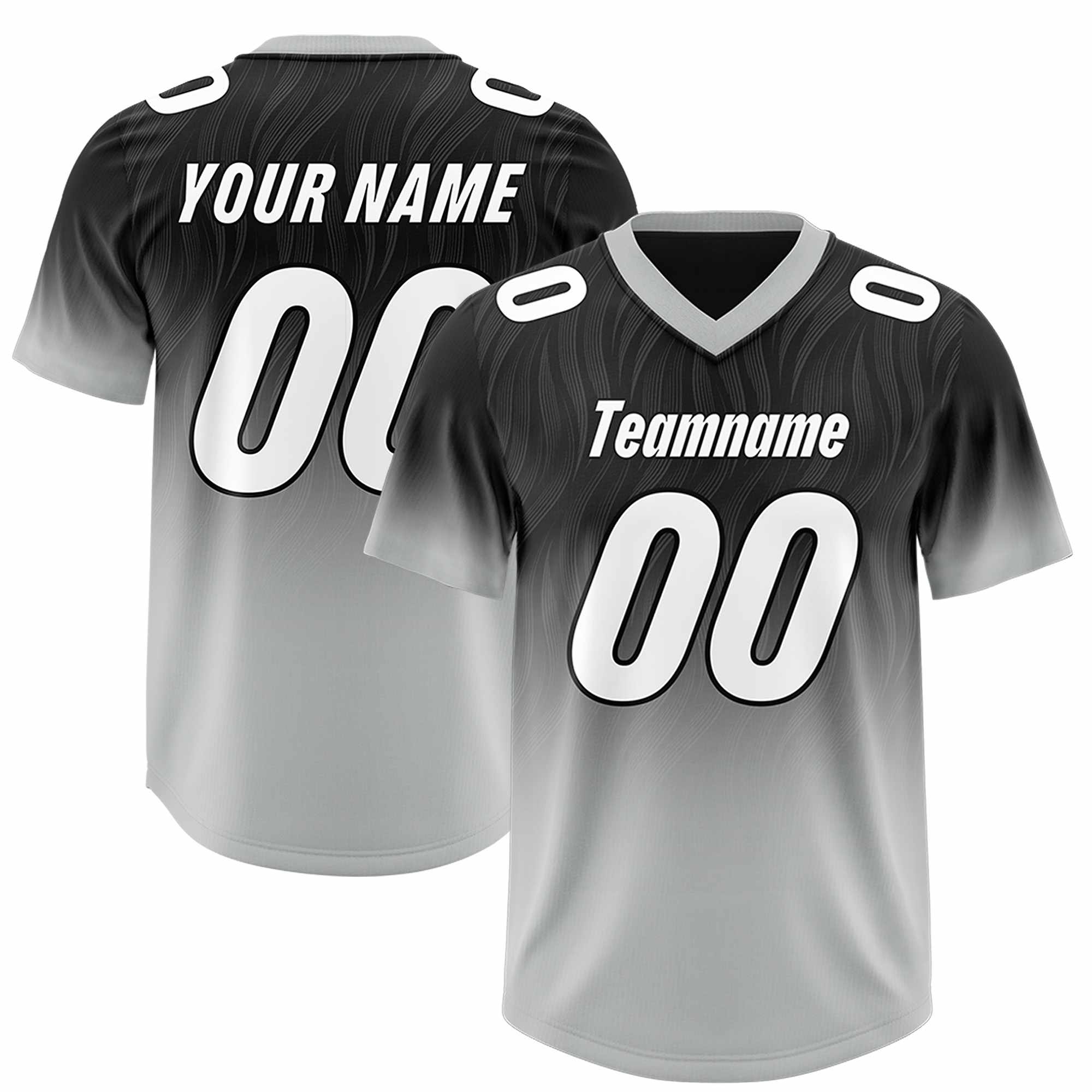 Custom Black Gray Gradient Fashion Outdoor Authentic American Football Jersey