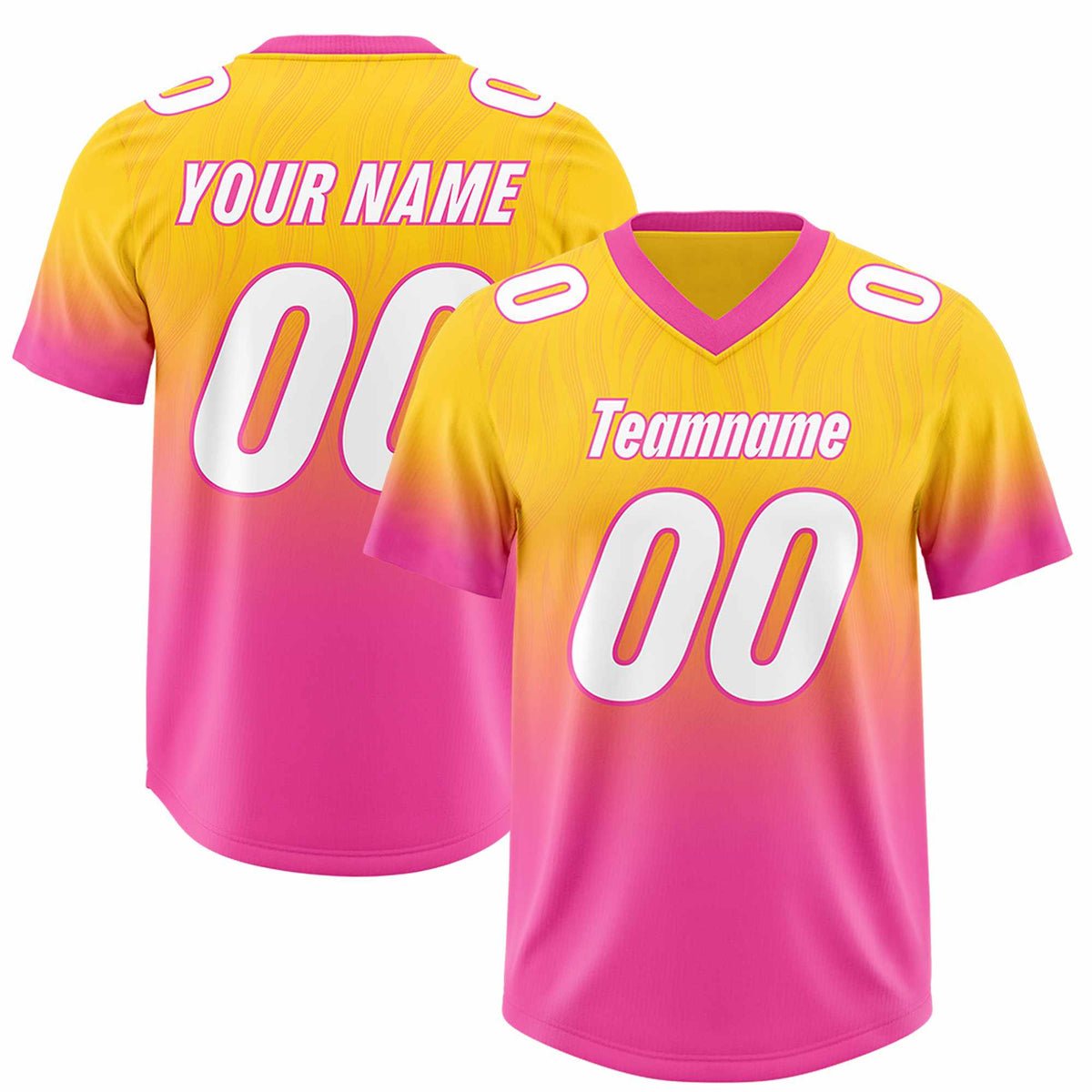 Custom Gold Pink Gradient Fashion Outdoor Authentic American Football Jersey