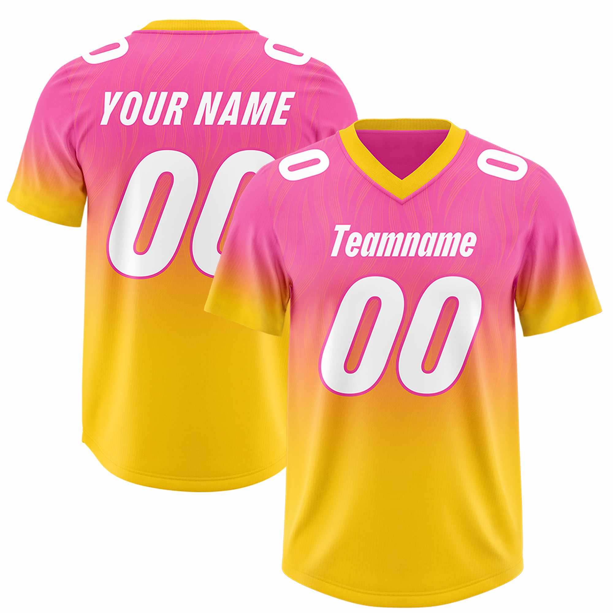 Custom Pink Gold Gradient Fashion Outdoor Authentic American Football Jersey