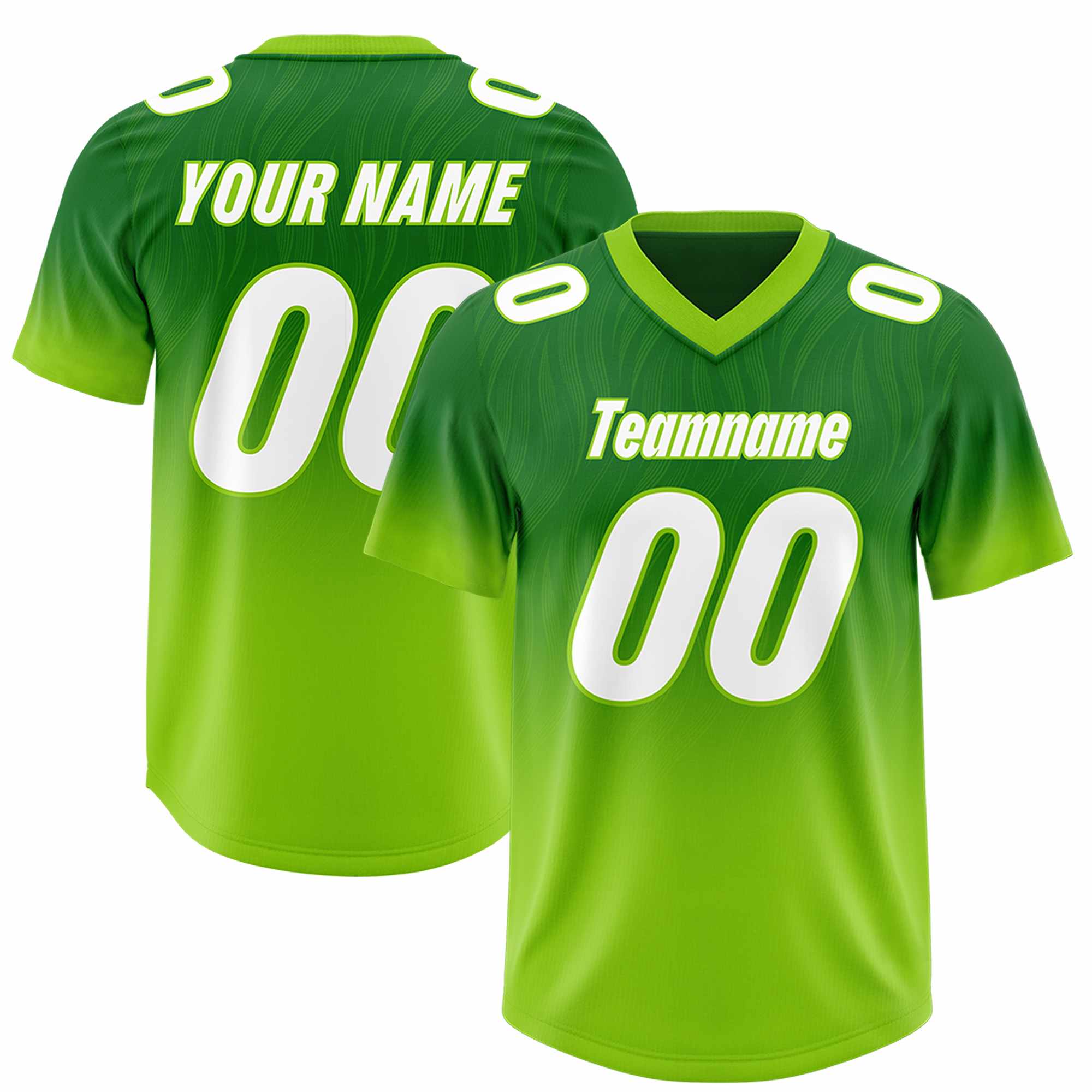 Custom Kelly Green Neon Green Gradient Fashion Outdoor Authentic American Football Jersey