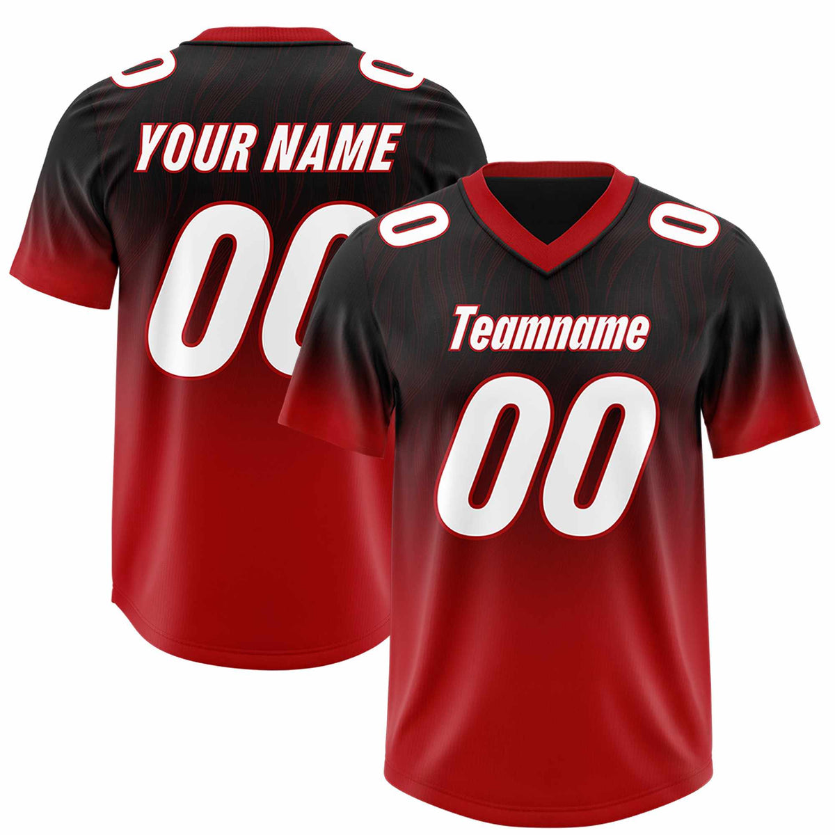 Custom Black Red Gradient Fashion Outdoor Authentic American Football Jersey