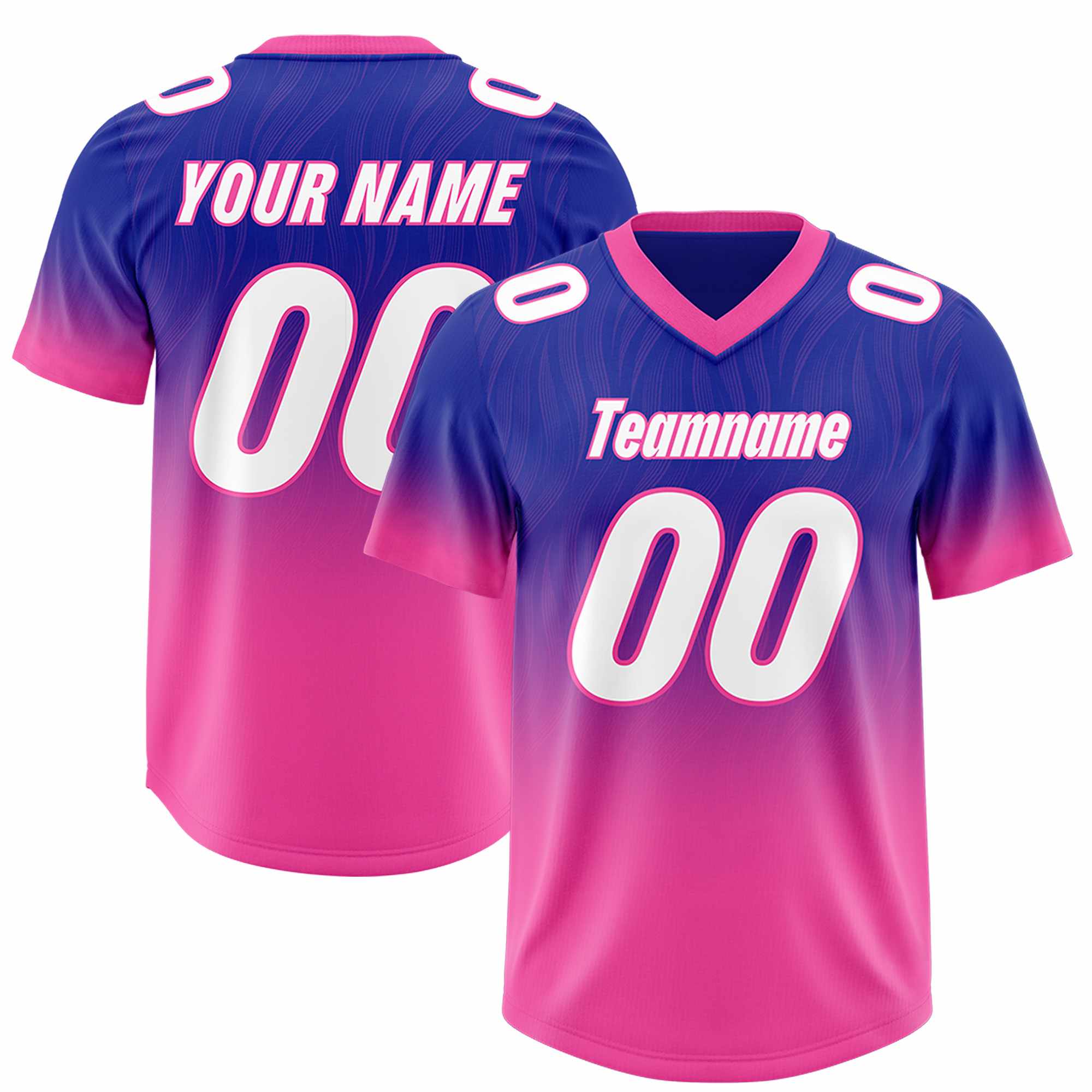 Custom Royal Pink Gradient Fashion Outdoor Authentic American Football Jersey