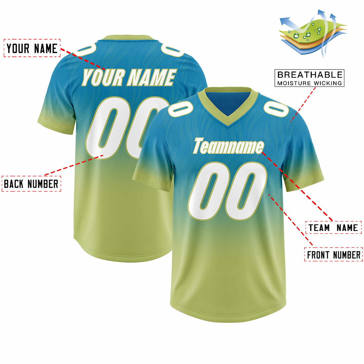 Custom Panther Blue Champagne Gradient Fashion Outdoor Authentic American Football Jersey