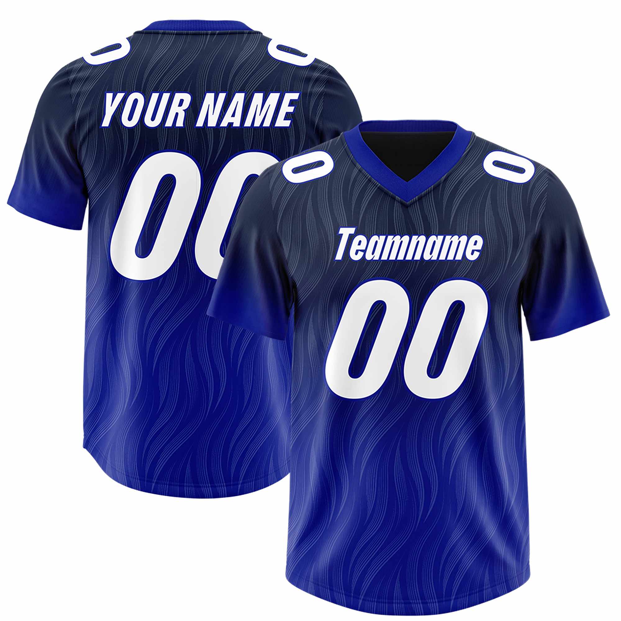 Custom Navy Royal Gradient Fashion Outdoor Authentic American Football Jersey