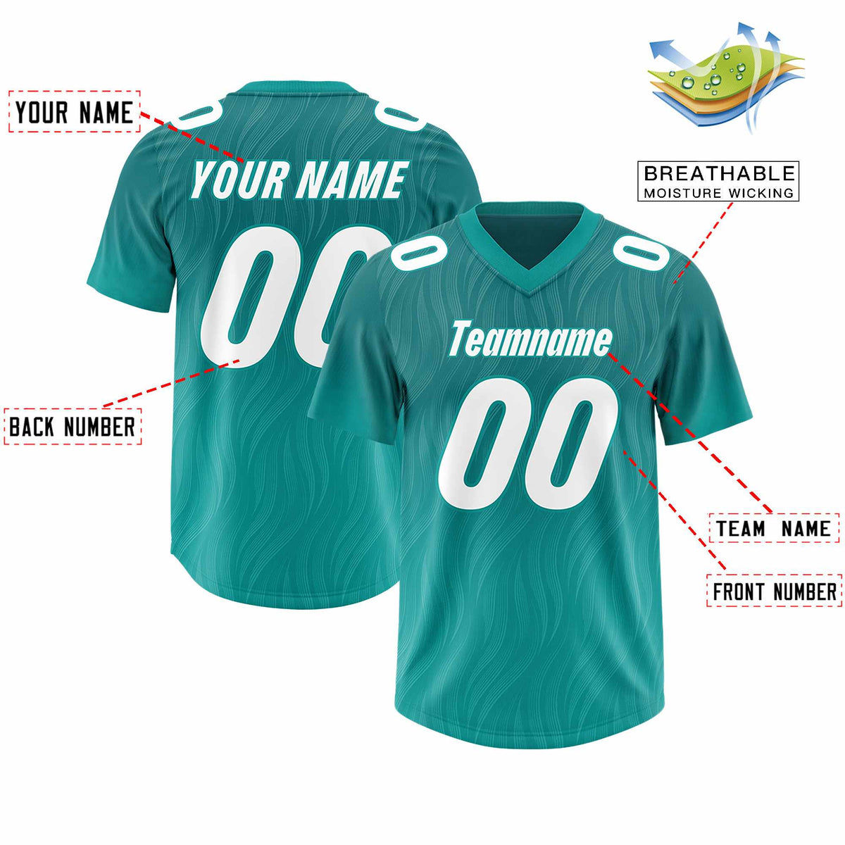 Custom Aqua Aqua Gradient Fashion Outdoor Authentic American Football Jersey