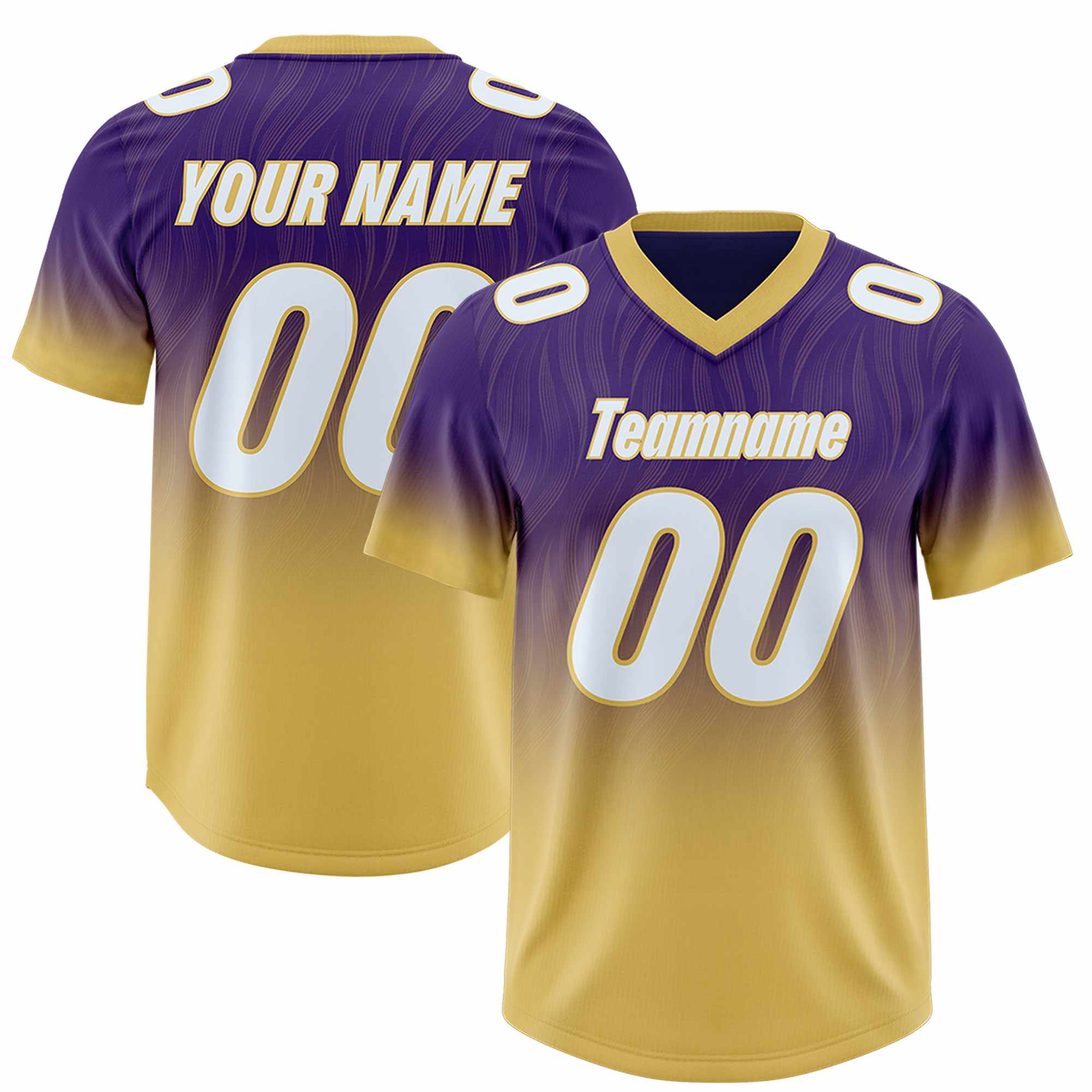 Custom Purple Old Gold Gradient Fashion Outdoor Authentic American Football Jersey