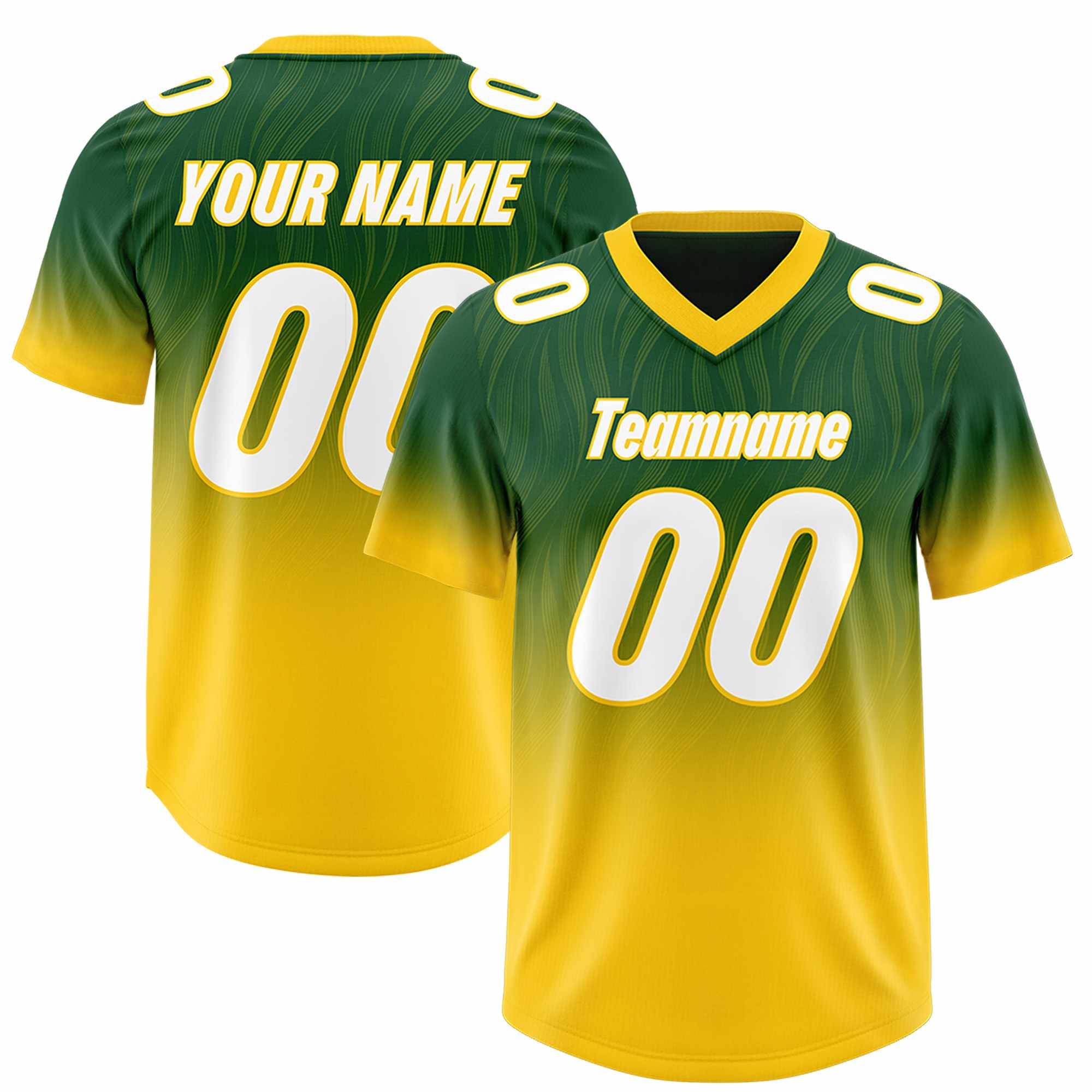 Custom Green Gold Gradient Fashion Outdoor Authentic American Football Jersey