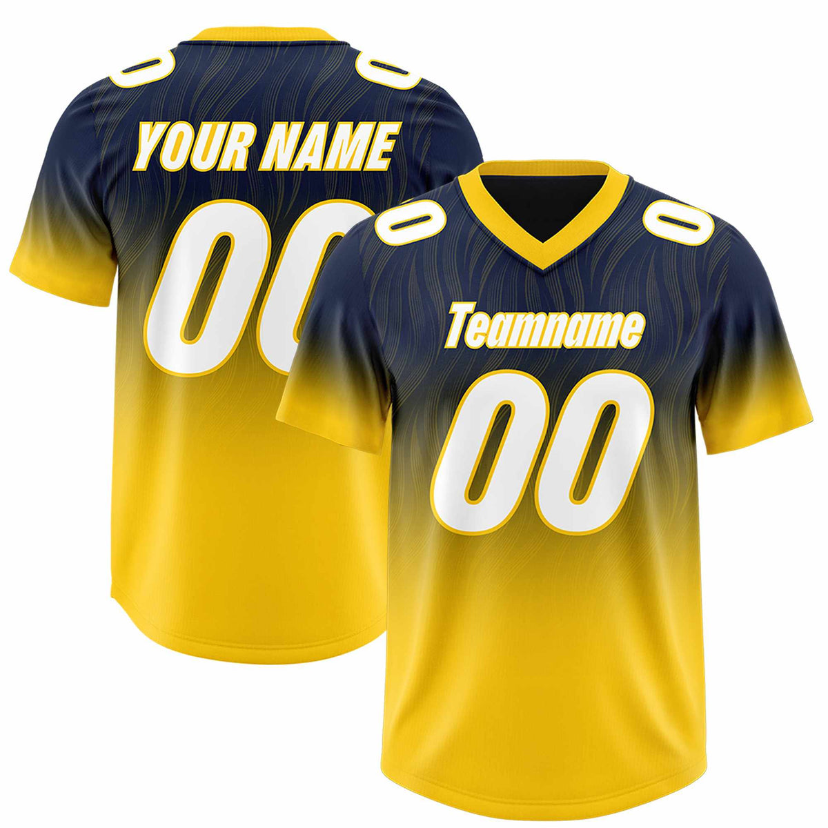 Custom Navy Gold Gradient Fashion Outdoor Authentic American Football Jersey