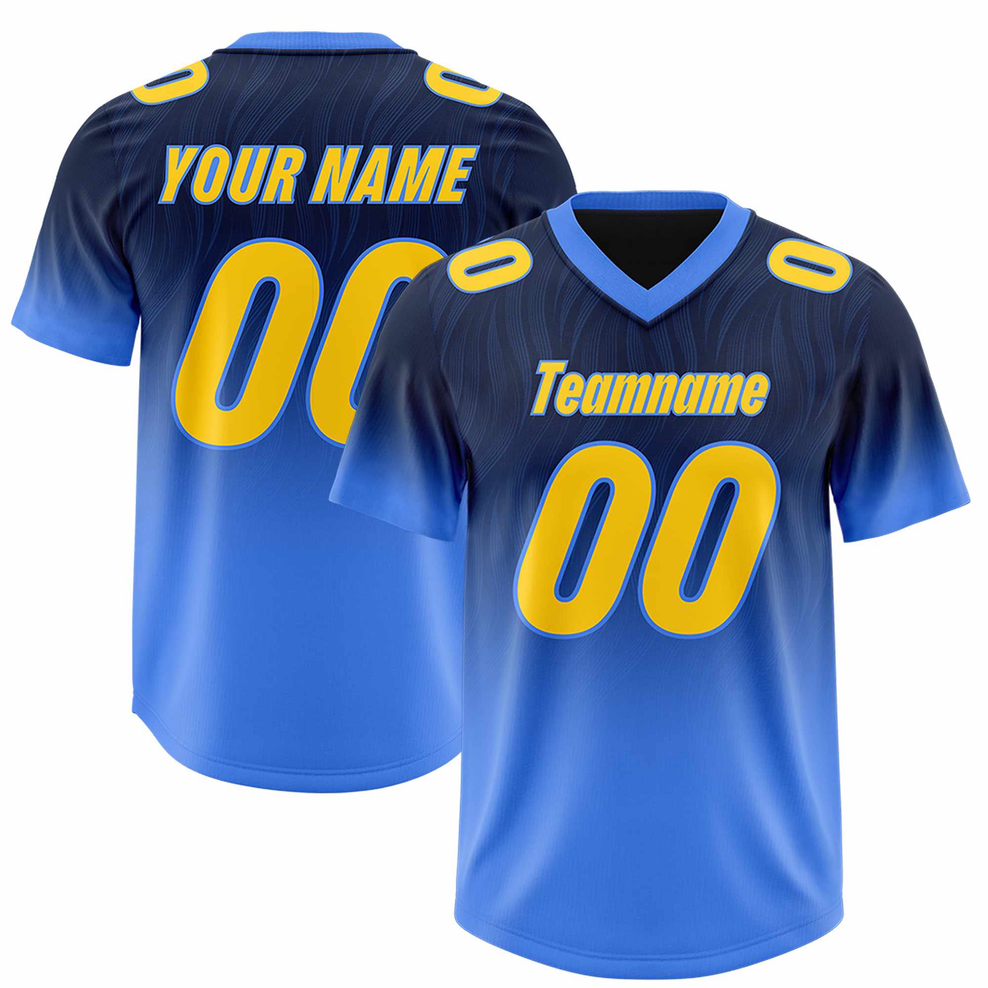 Custom Navy Powder Blue Gradient Fashion Outdoor Authentic American Football Jersey