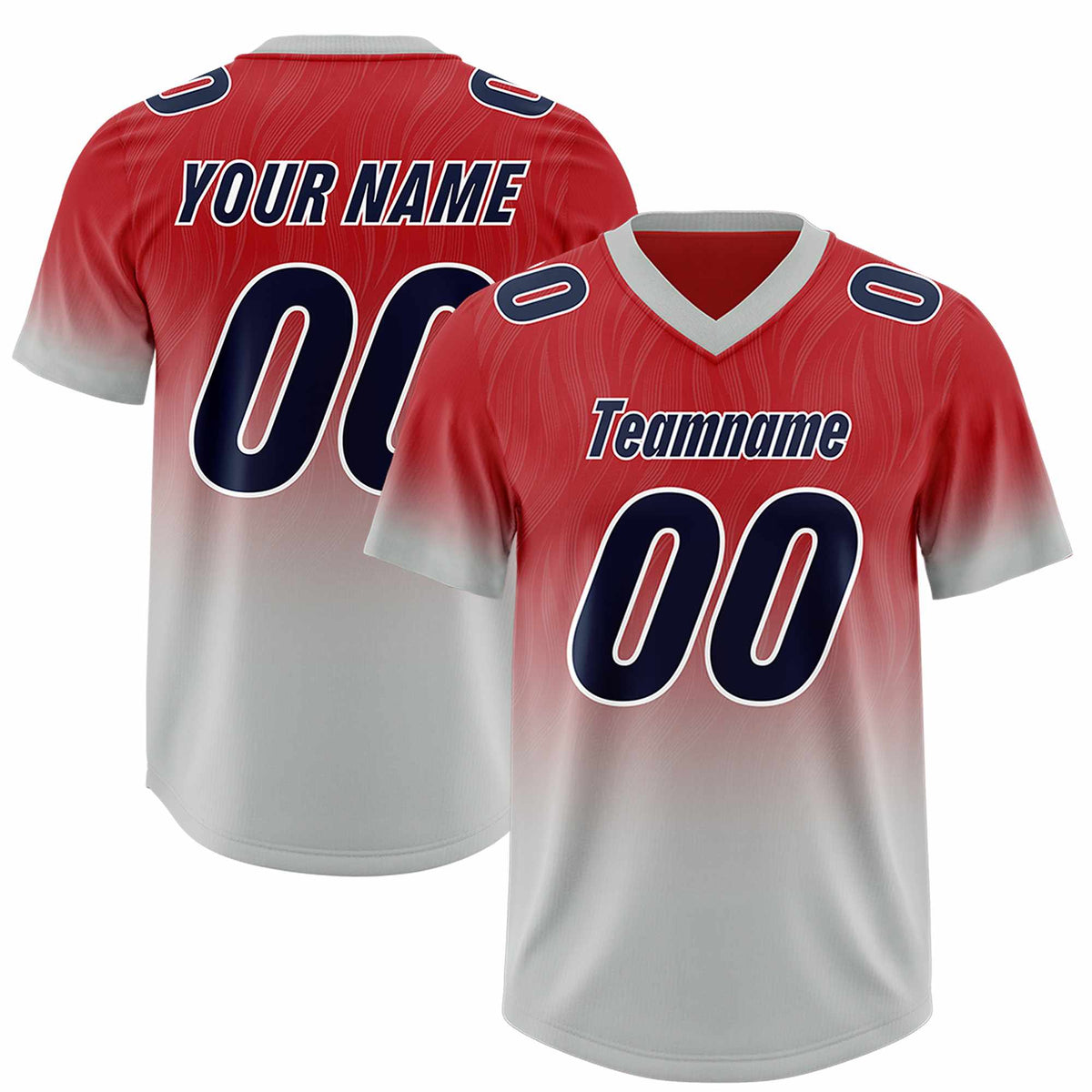 Custom Red Gray Gradient Fashion Outdoor Authentic American Football Jersey