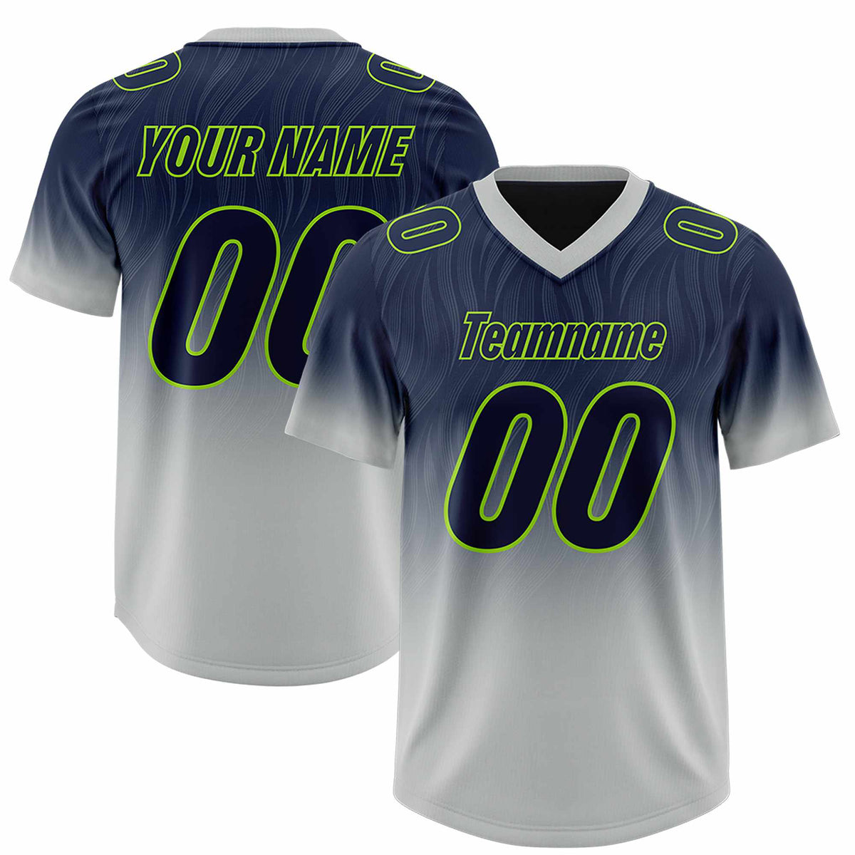 Custom Navy Gray Gradient Fashion Outdoor Authentic American Football Jersey