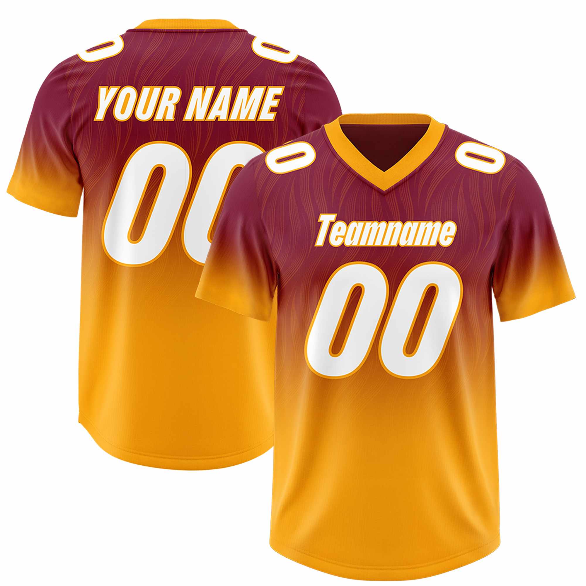 Custom Cardinal Yellow Gradient Fashion Outdoor Authentic American Football Jersey