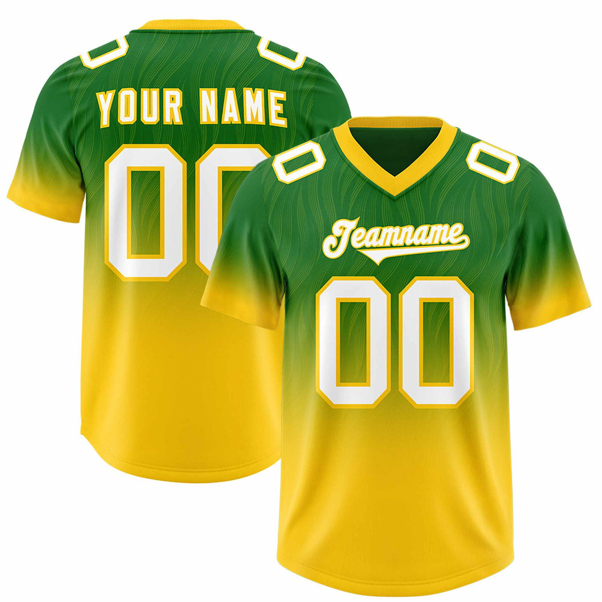 Custom Kelly Green Gold Gradient Fashion Outdoor Authentic American Football Jersey