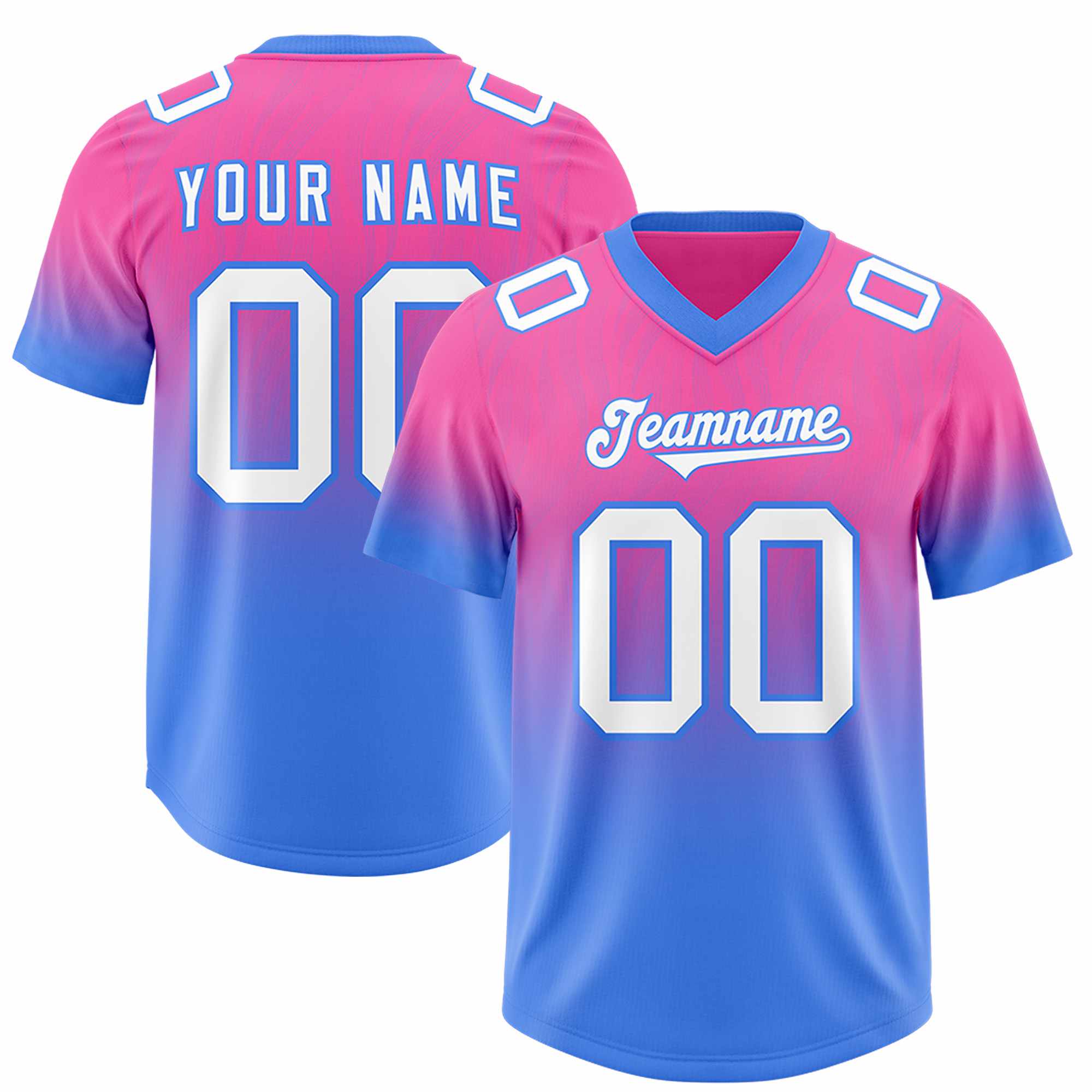 Custom Pink Powder Blue Gradient Fashion Outdoor Authentic American Football Jersey