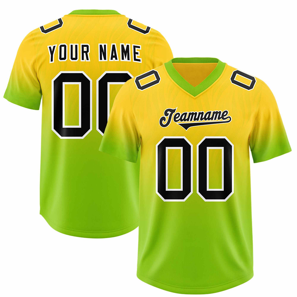 Custom Gold Neon Green Gradient Fashion Outdoor Authentic American Football Jersey