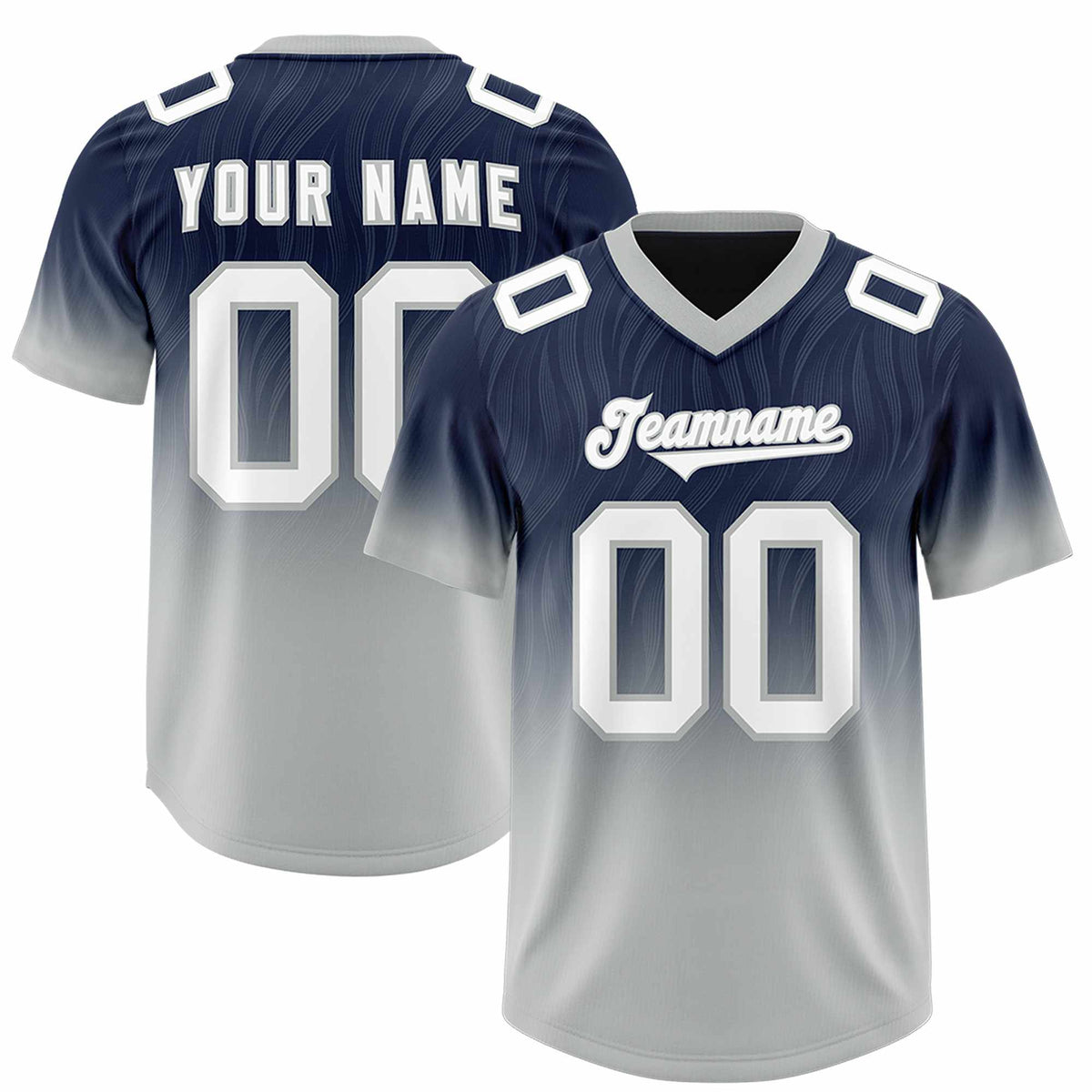Custom Navy Gray Gradient Fashion Outdoor Authentic American Football Jersey