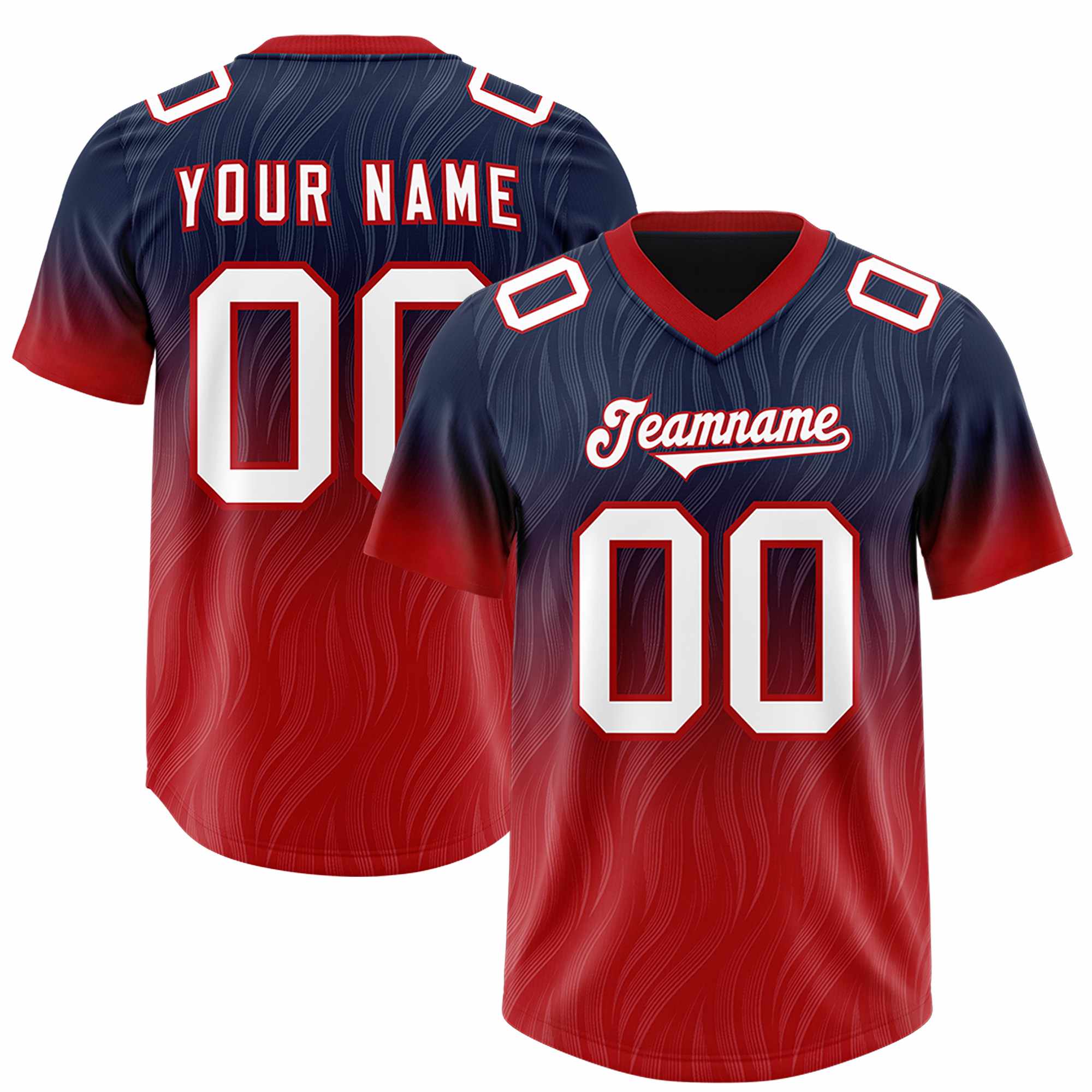 Custom Navy Red Gradient Fashion Outdoor Authentic American Football Jersey