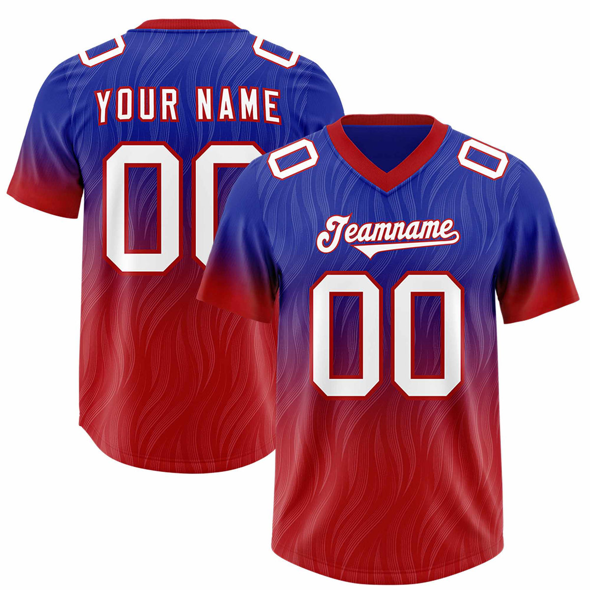 Custom Royal Red Gradient Fashion Outdoor Authentic American Football Jersey