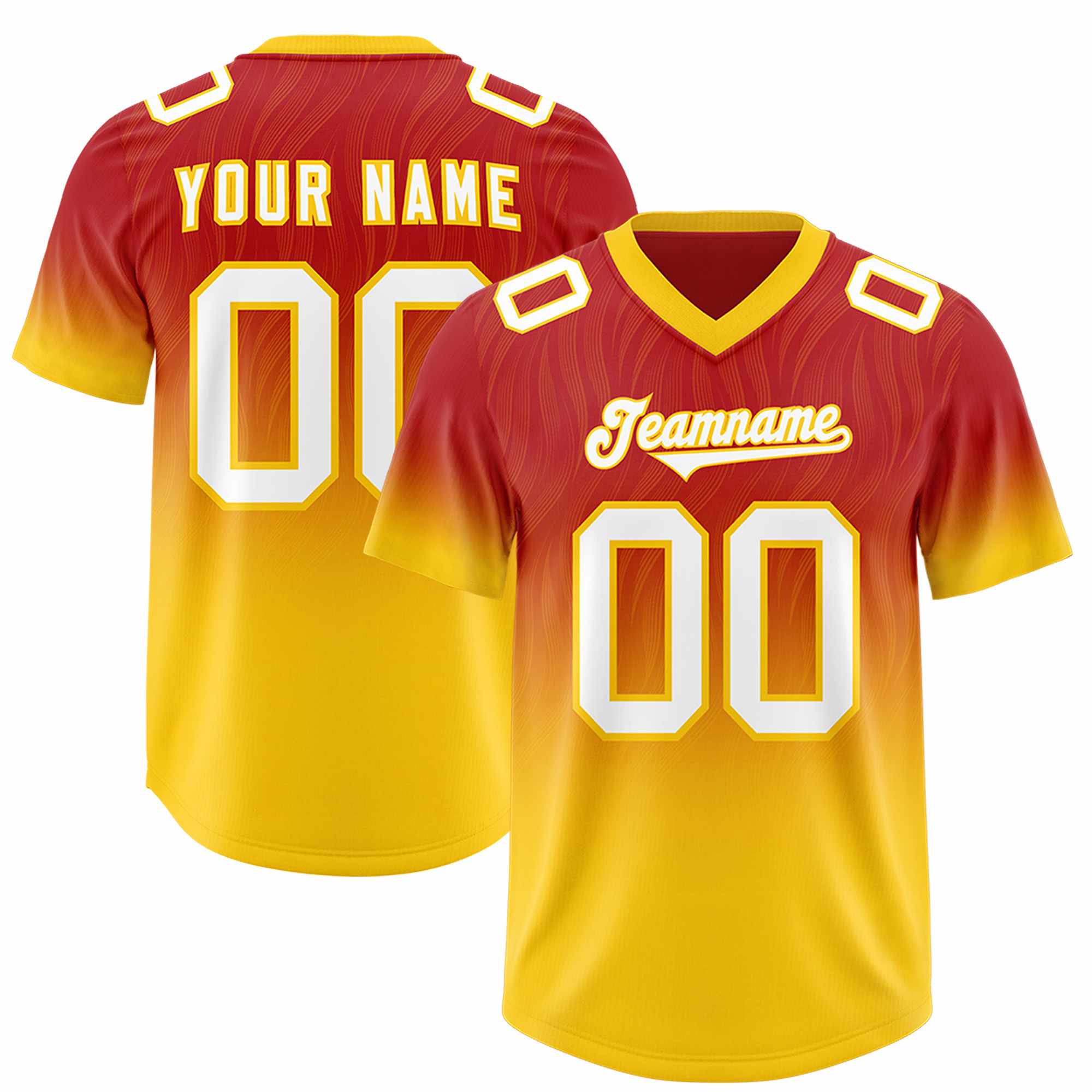 Custom Red Gold Gradient Fashion Outdoor Authentic American Football Jersey